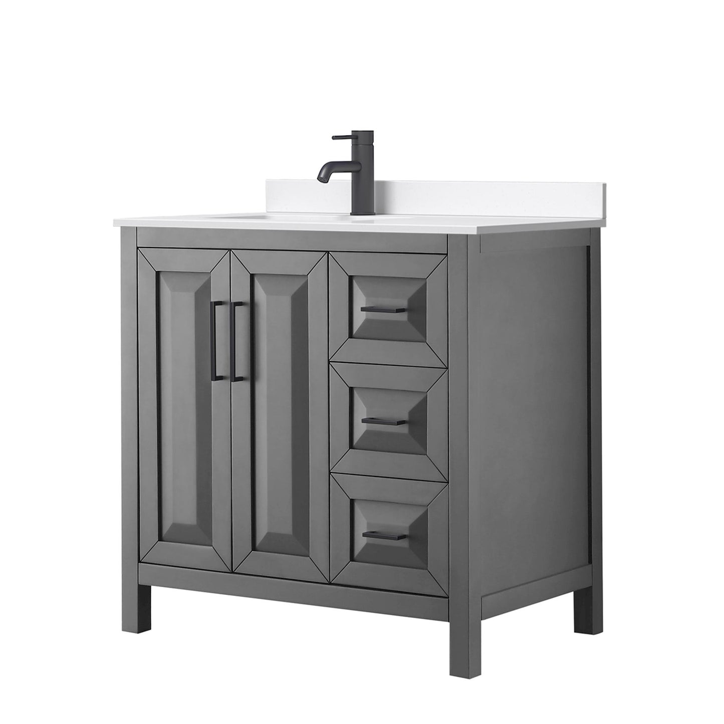 Daria Bathroom Vanity with Countertop 36 inch Single Sink Single hole Faucet Setup