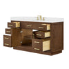 Custom image for Dark Oak with Brushed Gold Trim / White Quartz / No Mirror