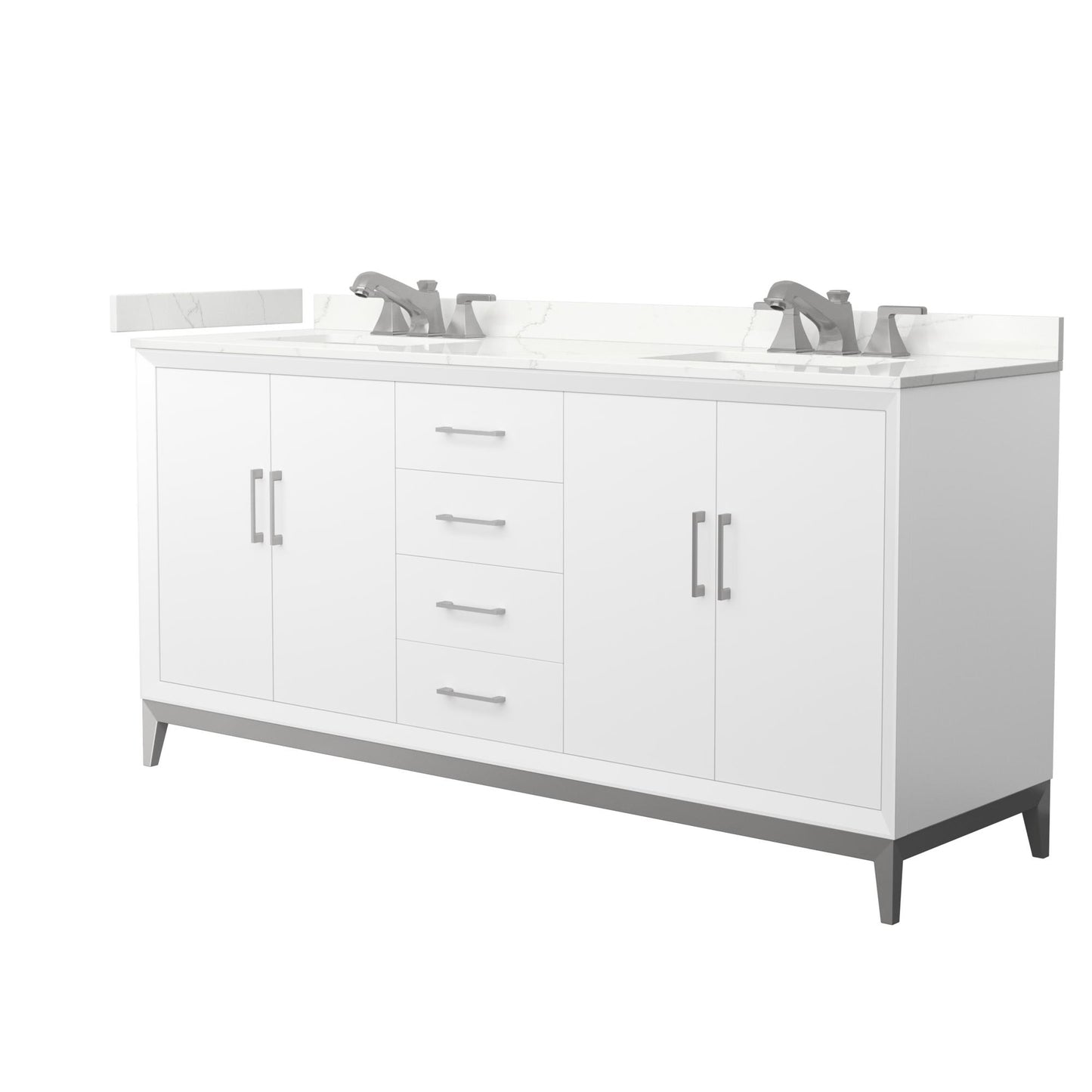 Amici Bathroom Vanity with Countertop 72 inch Double Sink 3-hole Faucet Setup