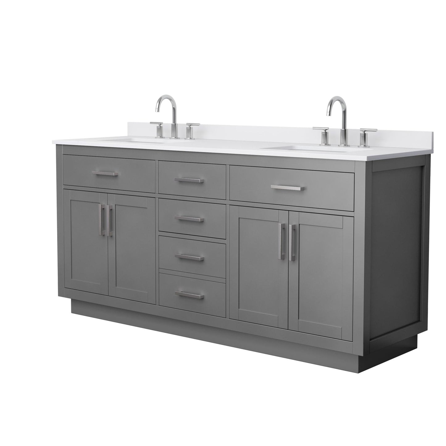 Beckett TK Bathroom Vanity with Countertop 72 inch Double Sink 3-hole Faucet Setup