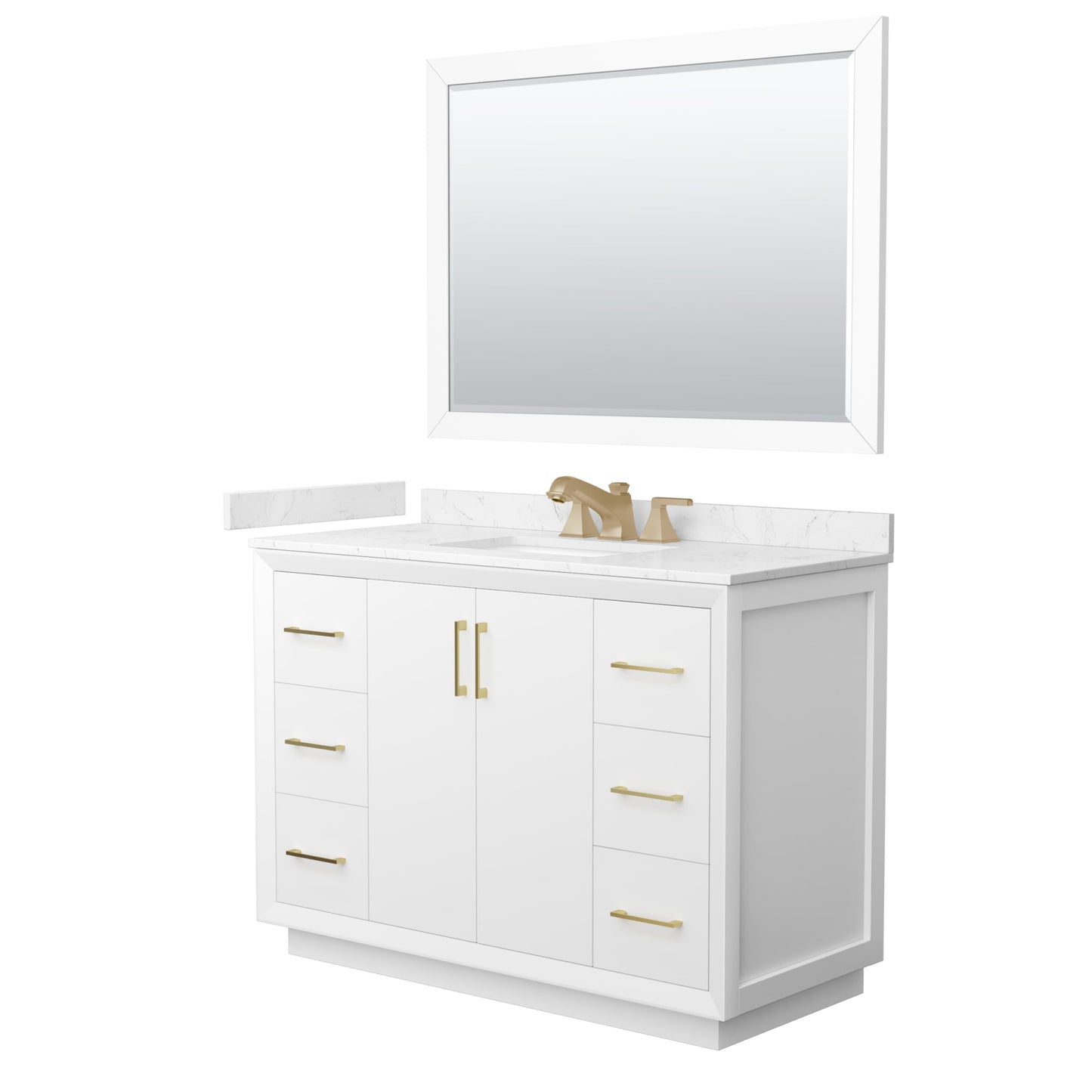 Strada Bathroom Vanity with Countertop 48 inch Single Sink 3-hole Faucet Setup