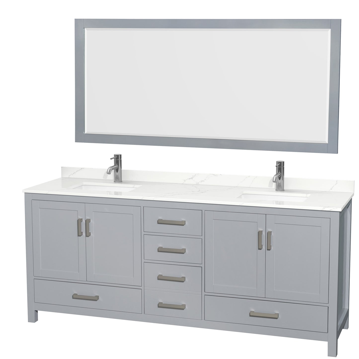 Sheffield Bathroom Vanity with Countertop 80 inch Double Sink Single hole Faucet Setup