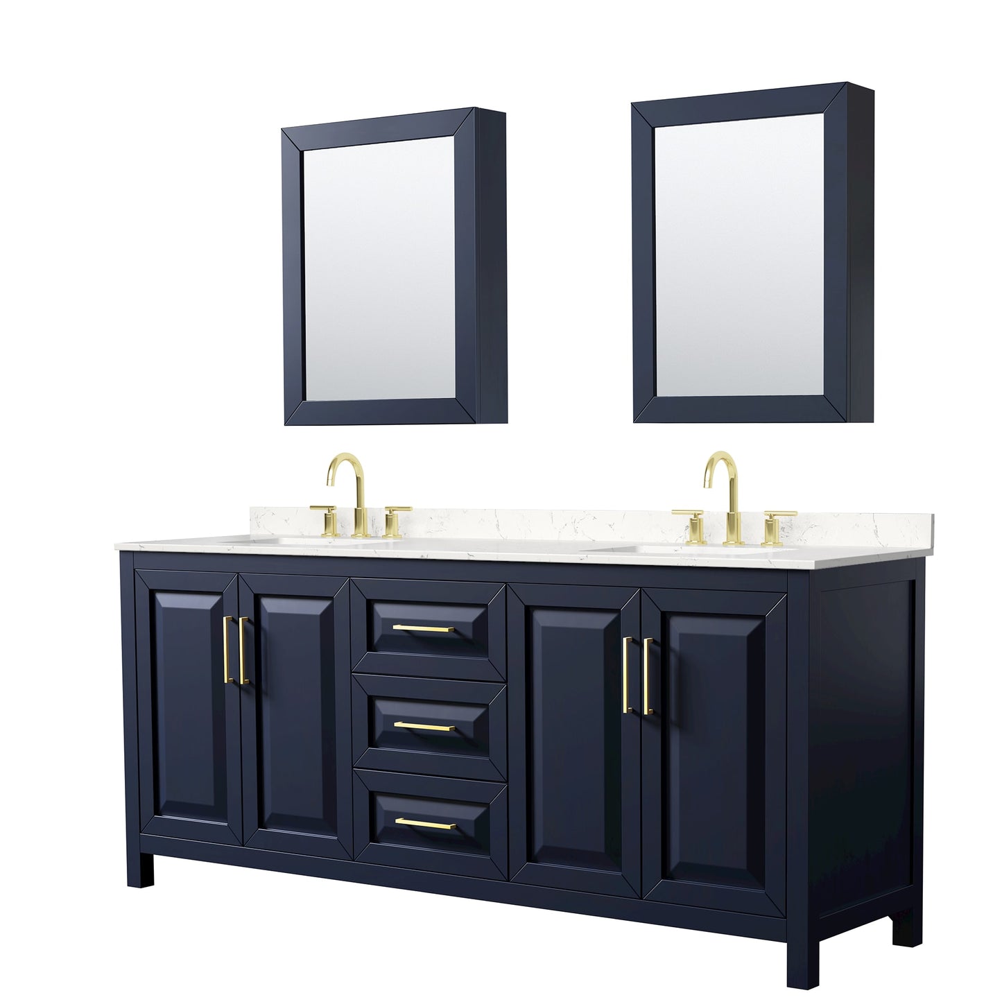 Daria Bathroom Vanity with Countertop 80 inch Double Sink 3-hole Faucet Setup