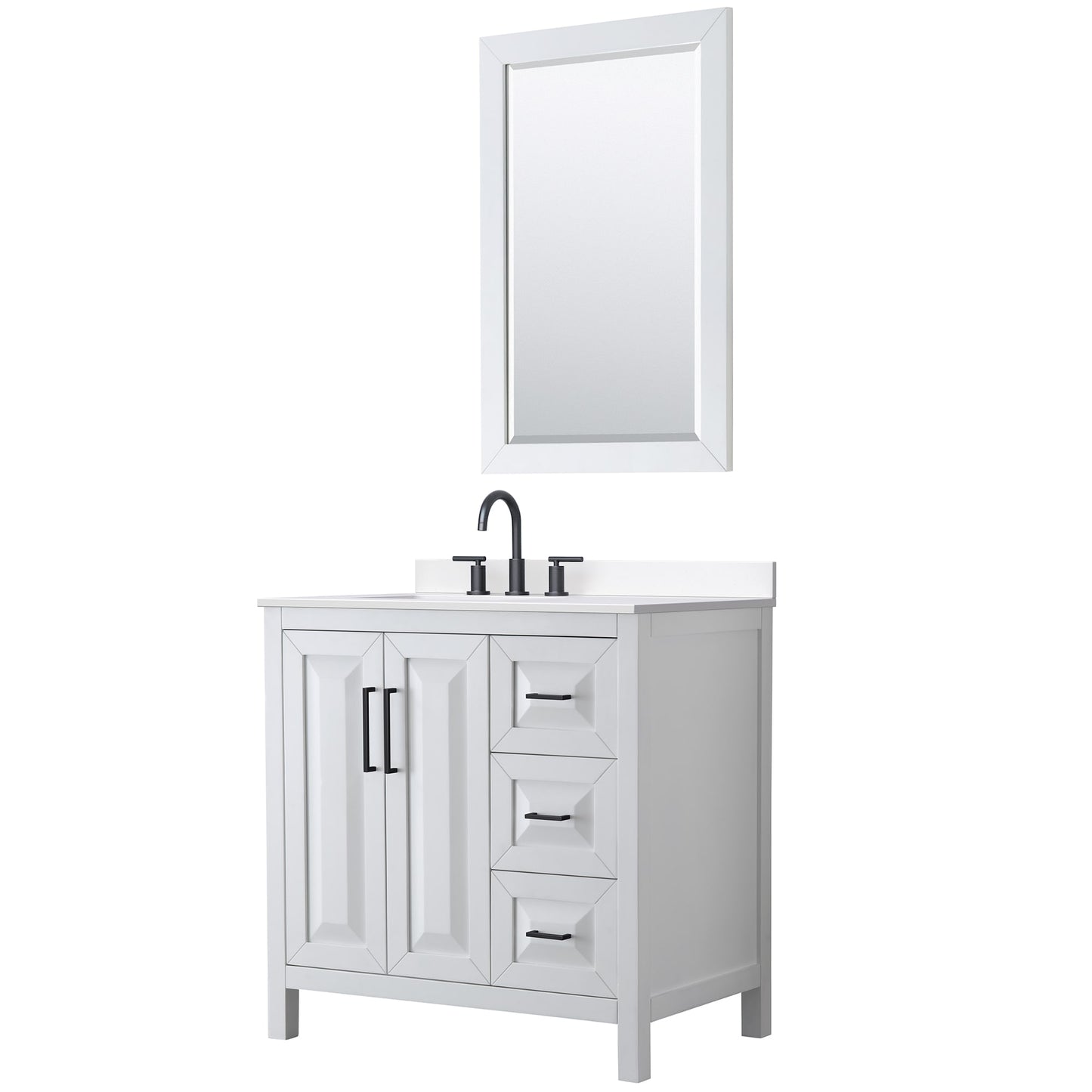Daria Bathroom Vanity with Countertop 36 inch Single Sink 3-hole Faucet Setup