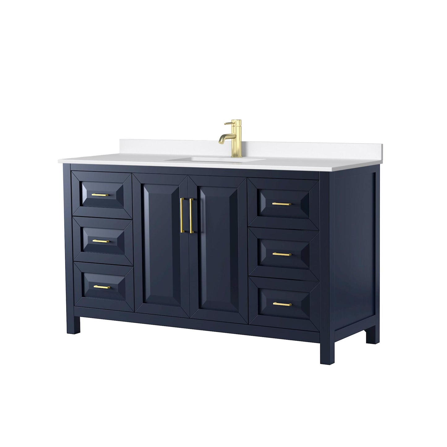 Daria Bathroom Vanity with Countertop 60 inch Single Sink Single hole Faucet Setup