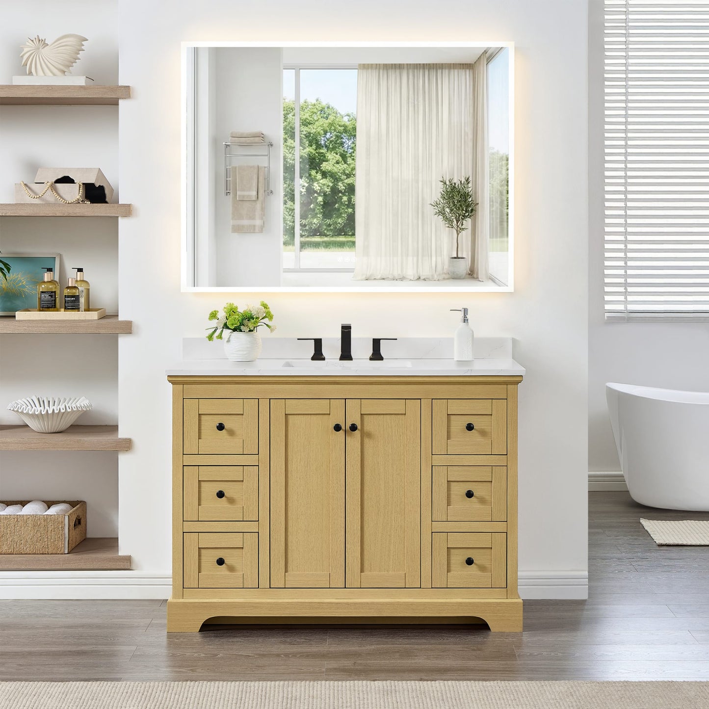 Avery Bathroom Vanity with Countertop 48 inch Single Sink 3-hole Faucet Setup