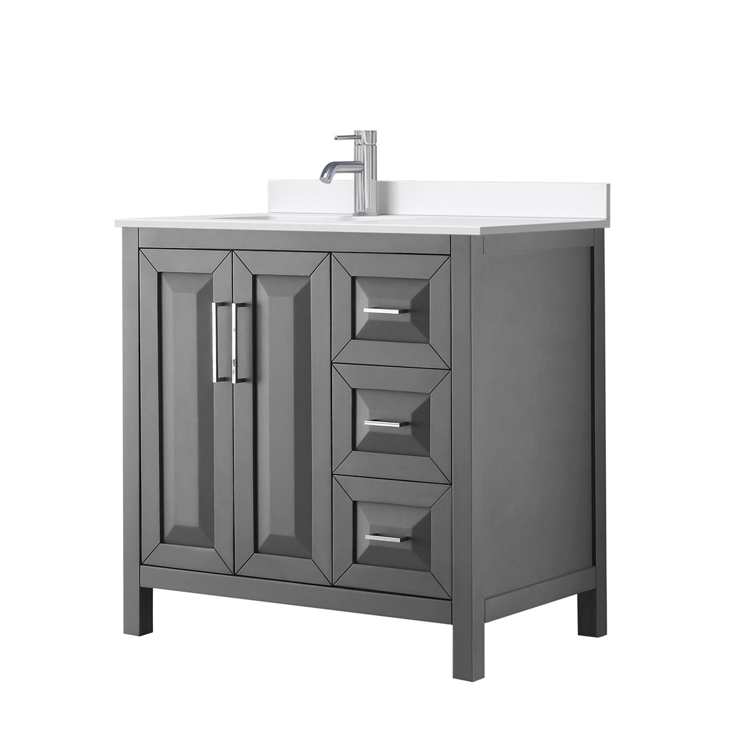 Daria Bathroom Vanity with Countertop 36 inch Single Sink Single hole Faucet Setup