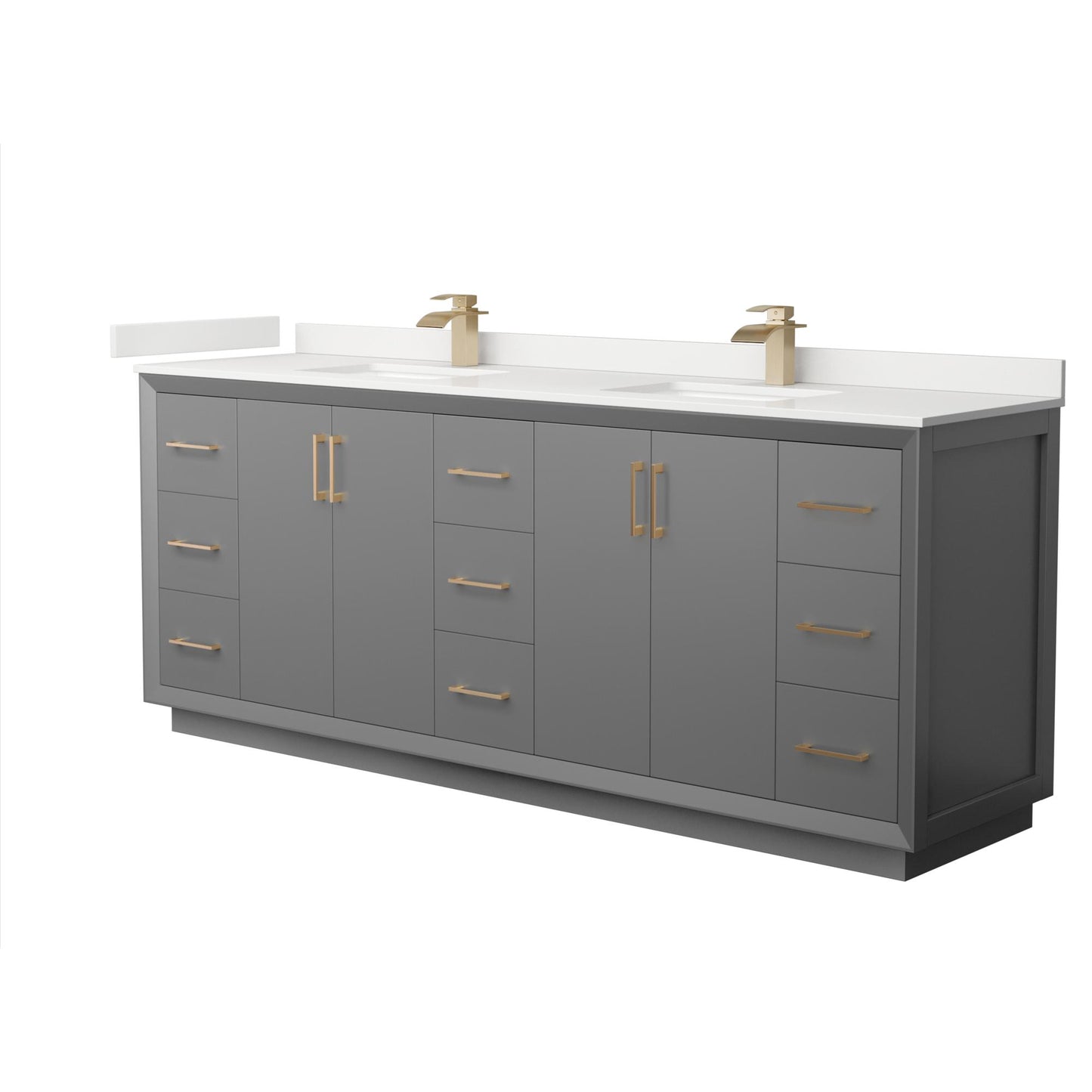 Strada Bathroom Vanity with Countertop 84 inch Double Sink Single hole Faucet Setup