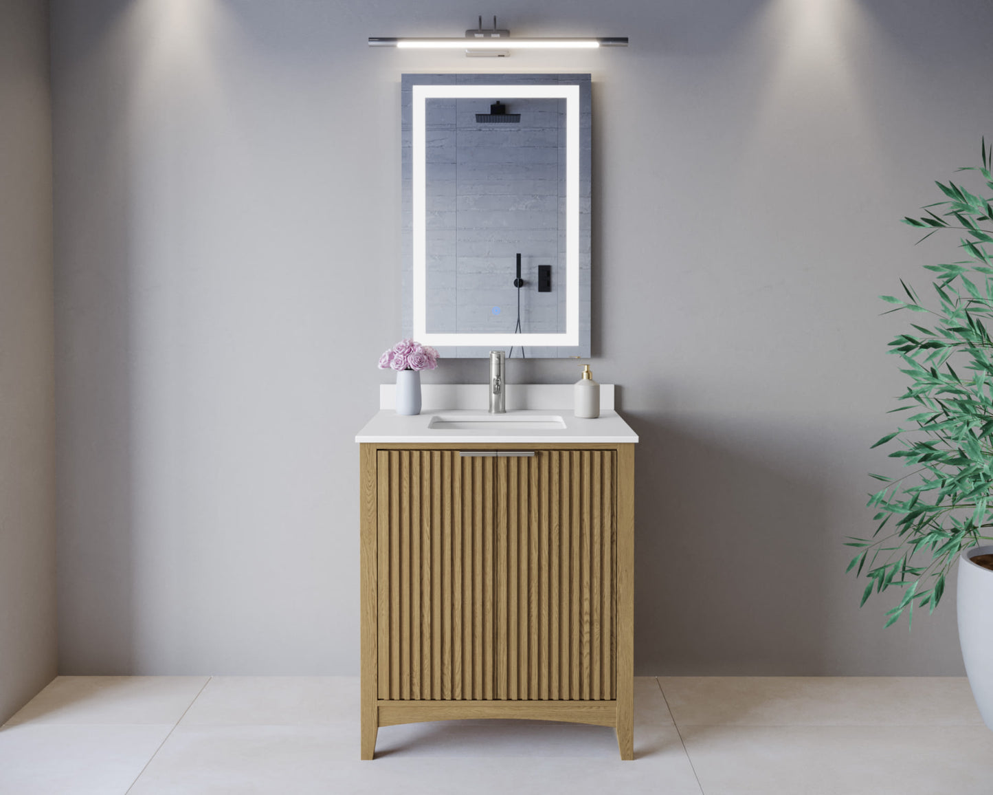 Palmilla Bathroom Vanity with Countertop 30 inch Single Sink Single hole Faucet Setup
