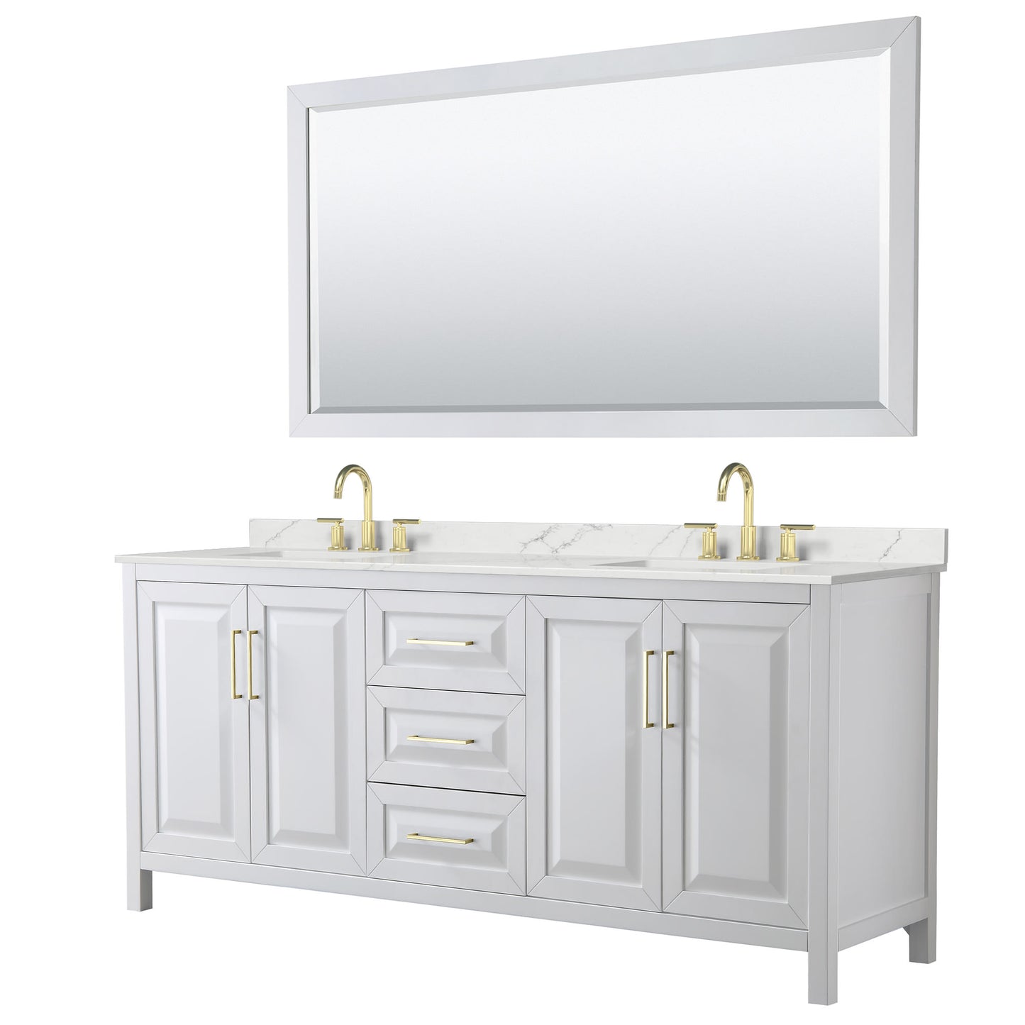 Daria Bathroom Vanity with Countertop 80 inch Double Sink 3-hole Faucet Setup