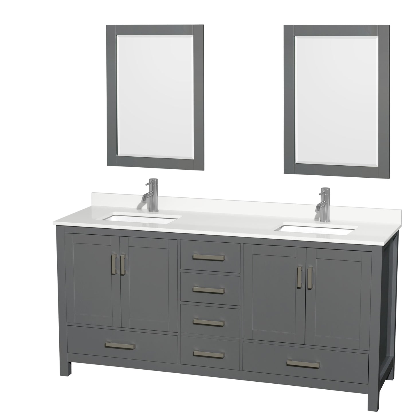 Sheffield Bathroom Vanity with Countertop 72 inch Double Sink Single hole Faucet Setup