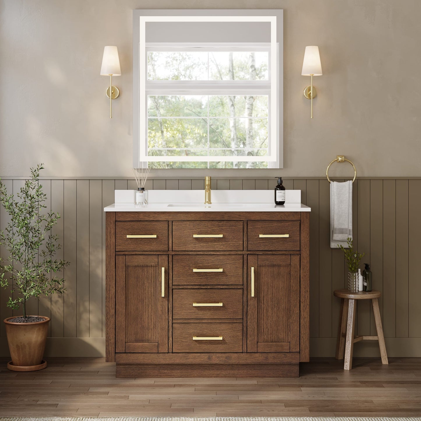 Beckett TK Bathroom Vanity with Countertop 42 inch Single Sink Single hole Faucet Setup