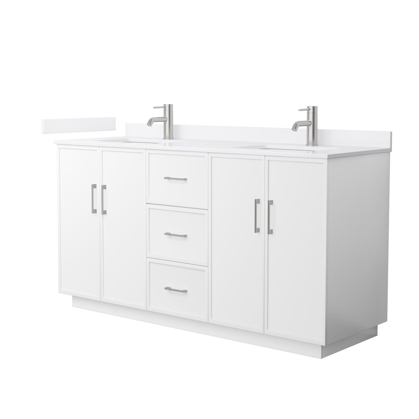 Elan TK Bathroom Vanity with Countertop 66 inch Double Sink Single hole Faucet Setup