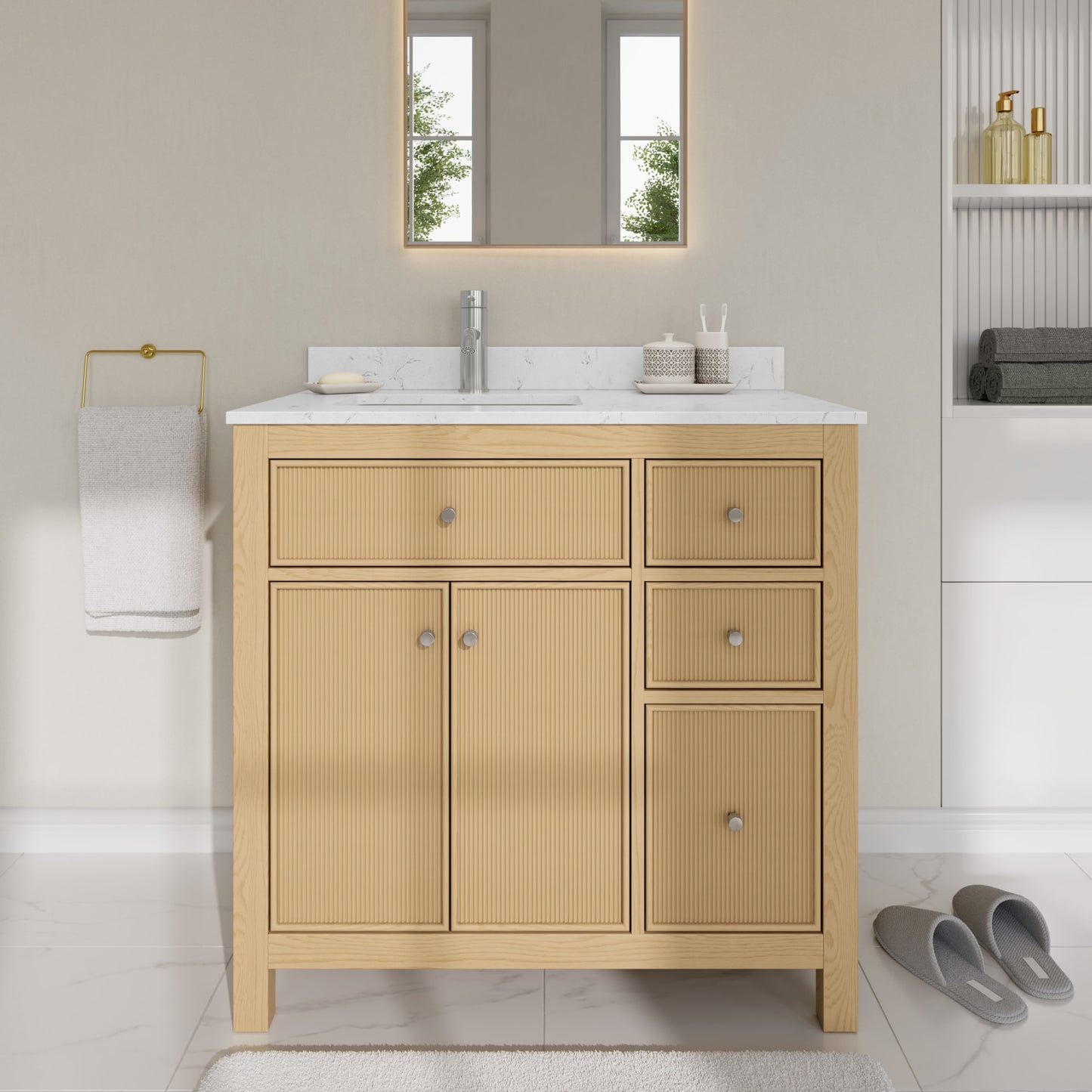 Pendry Bathroom Vanity with Countertop 36 inch Single Sink Single hole Faucet Setup