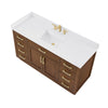 Custom image for Dark Oak with Brushed Gold Trim / White Cultured Marble / No Mirror