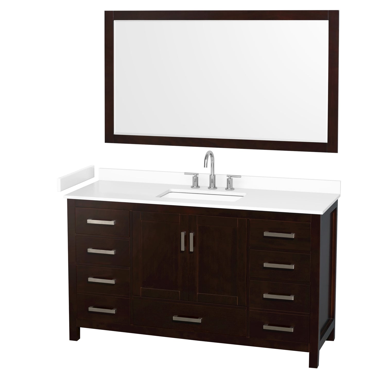 Sheffield Bathroom Vanity with Countertop 60 inch Single Sink 3-hole Faucet Setup