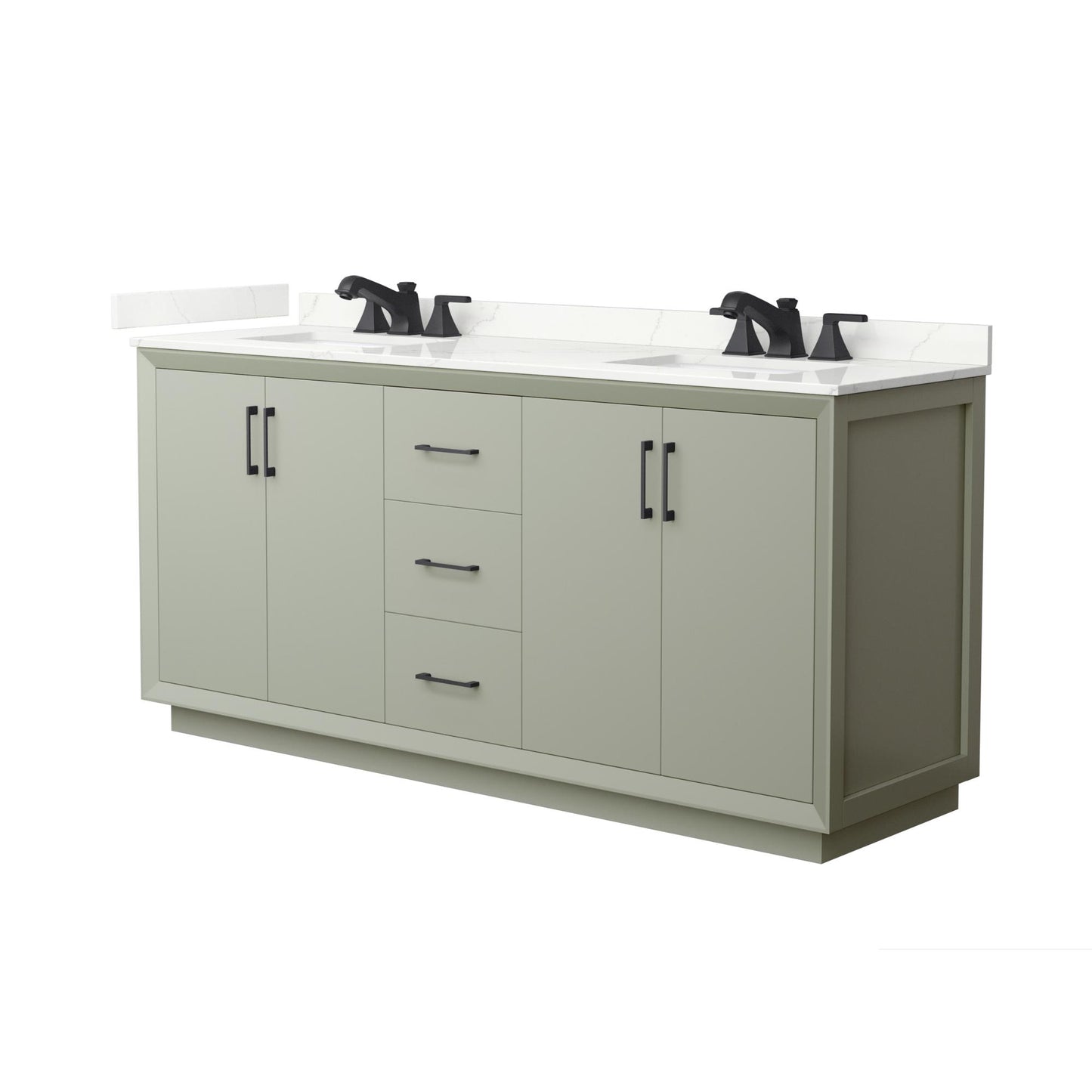 Strada Bathroom Vanity with Countertop 72 inch Double Sink 3-hole Faucet Setup