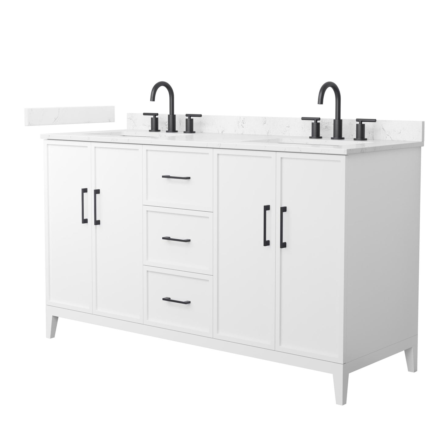Elan Bathroom Vanity with Countertop 60 inch Double Sink 3-hole Faucet Setup