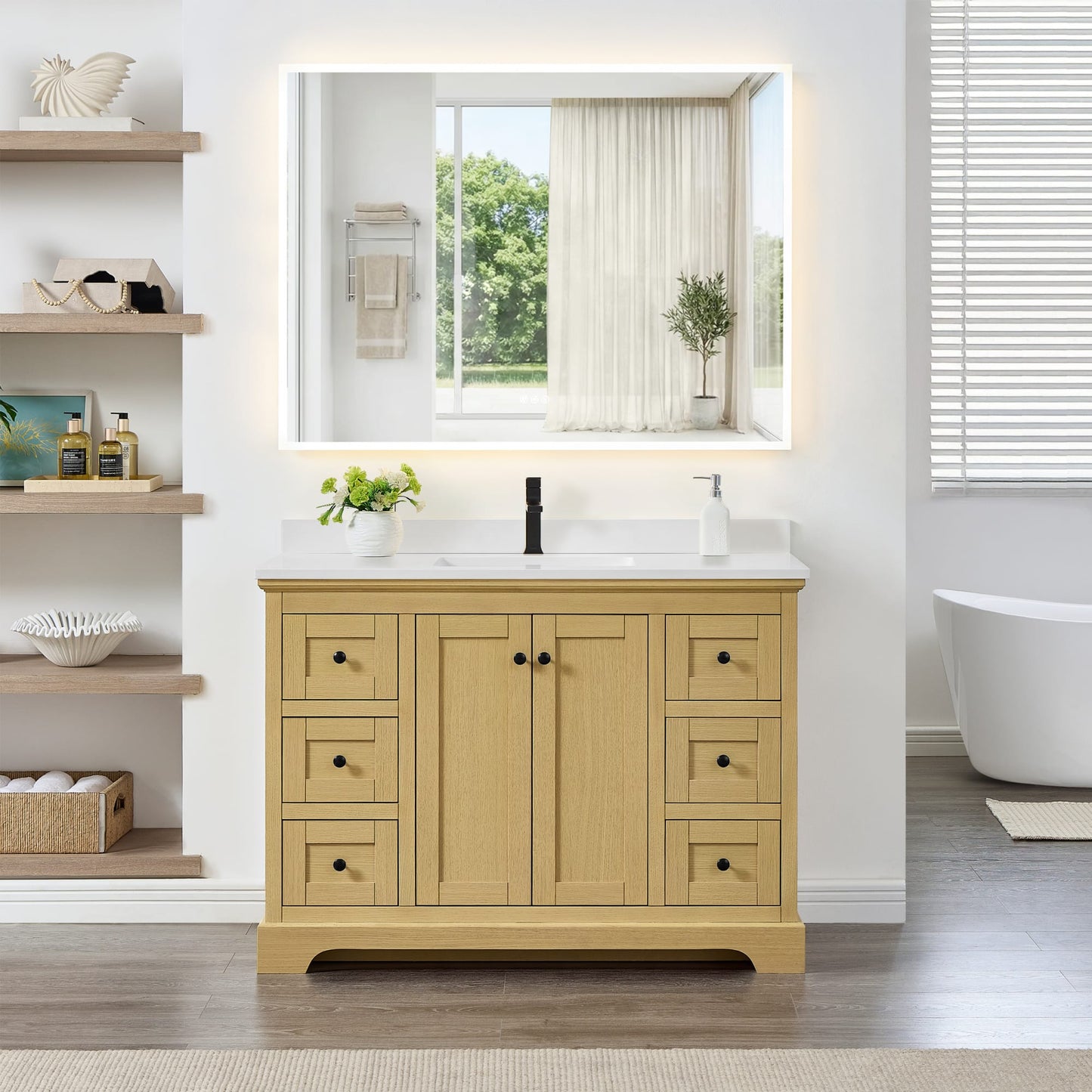 Avery Bathroom Vanity with Countertop 48 inch Single Sink Single hole Faucet Setup