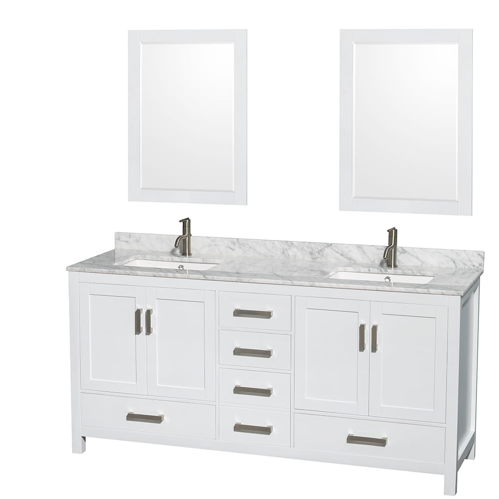 Sheffield Bathroom Vanity with Countertop 72 inch Double Sink Single hole Faucet Setup