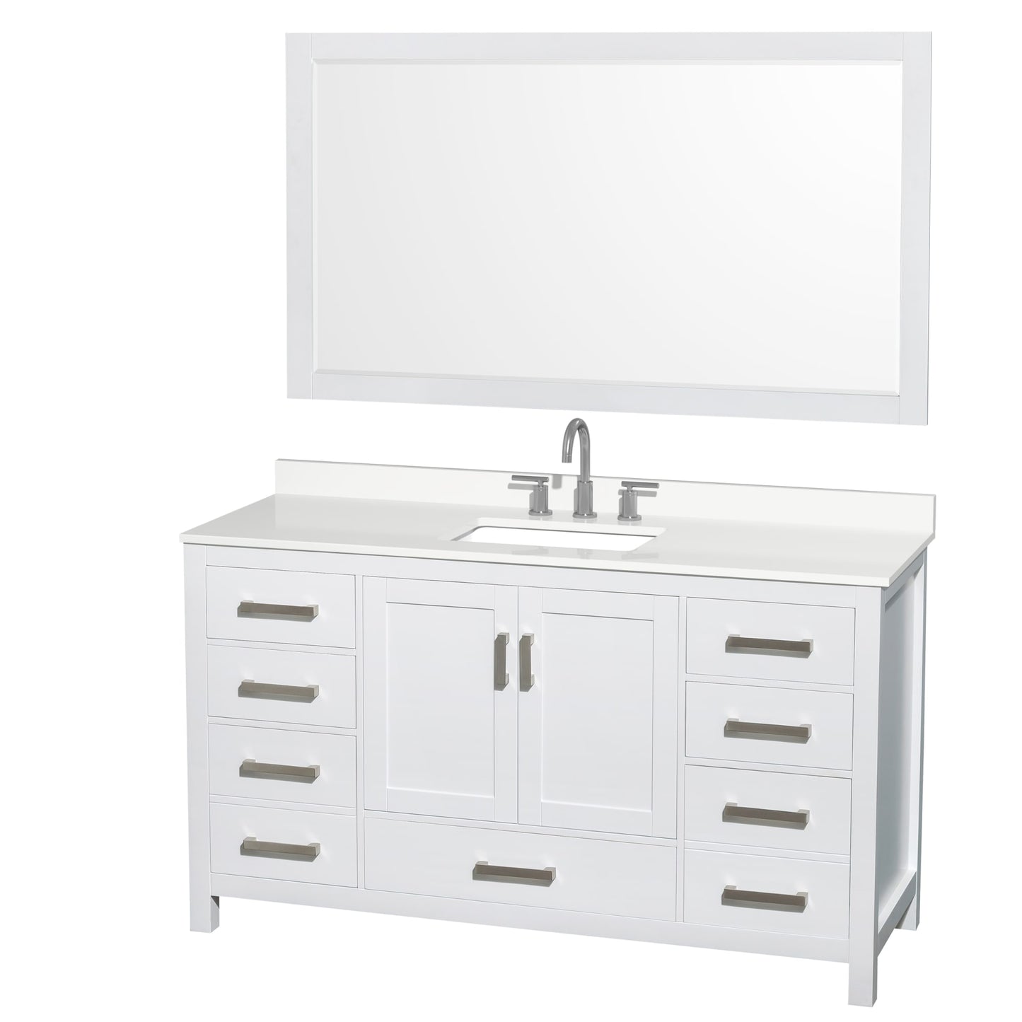 Sheffield Bathroom Vanity with Countertop 60 inch Single Sink 3-hole Faucet Setup