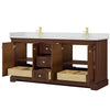 Custom image for Dark Walnut with Brushed Gold Trim / White Quartz / No Mirror