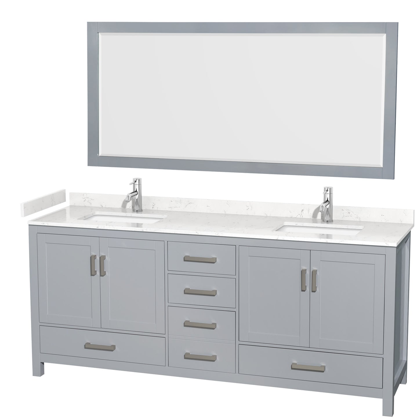 Sheffield Bathroom Vanity with Countertop 80 inch Double Sink Single hole Faucet Setup