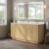 Custom image for Rift Oak with Brushed Gold Trim / White Cultured Marble / No Mirror
