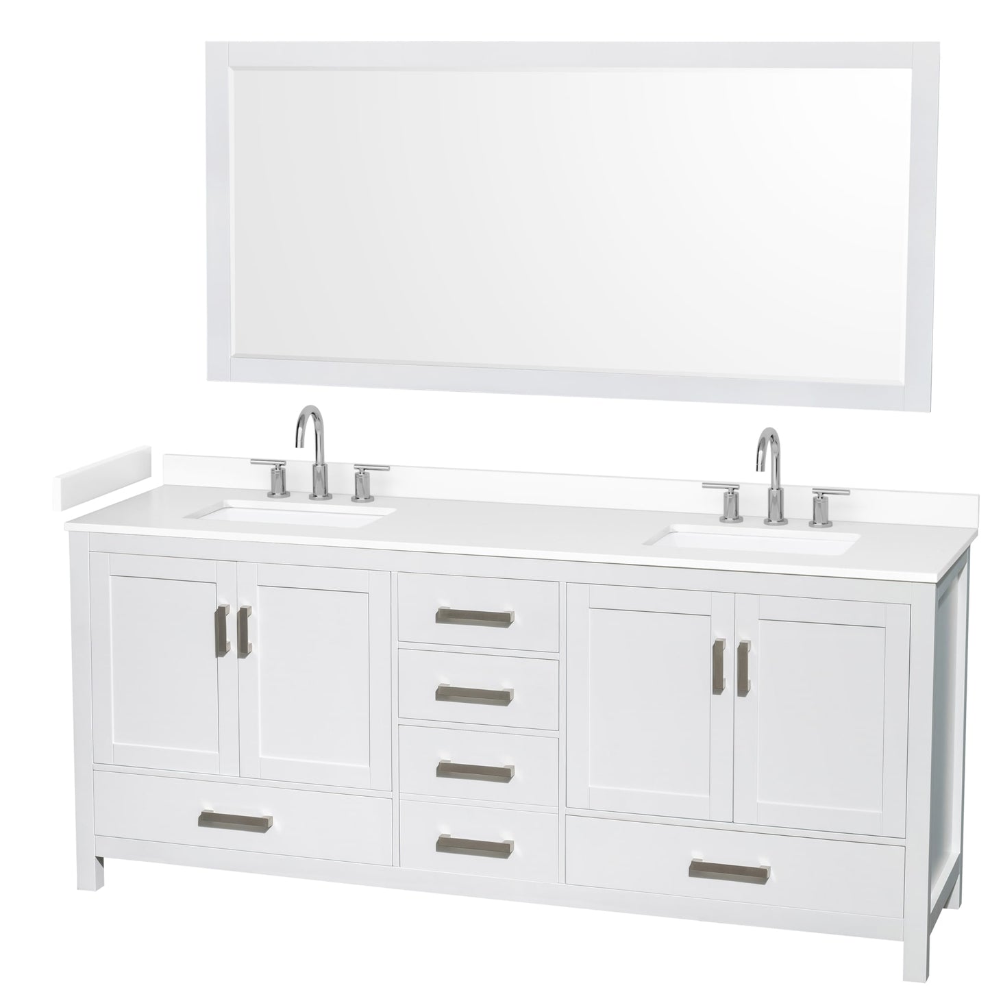 Sheffield Bathroom Vanity with Countertop 80 inch Double Sink 3-hole Faucet Setup