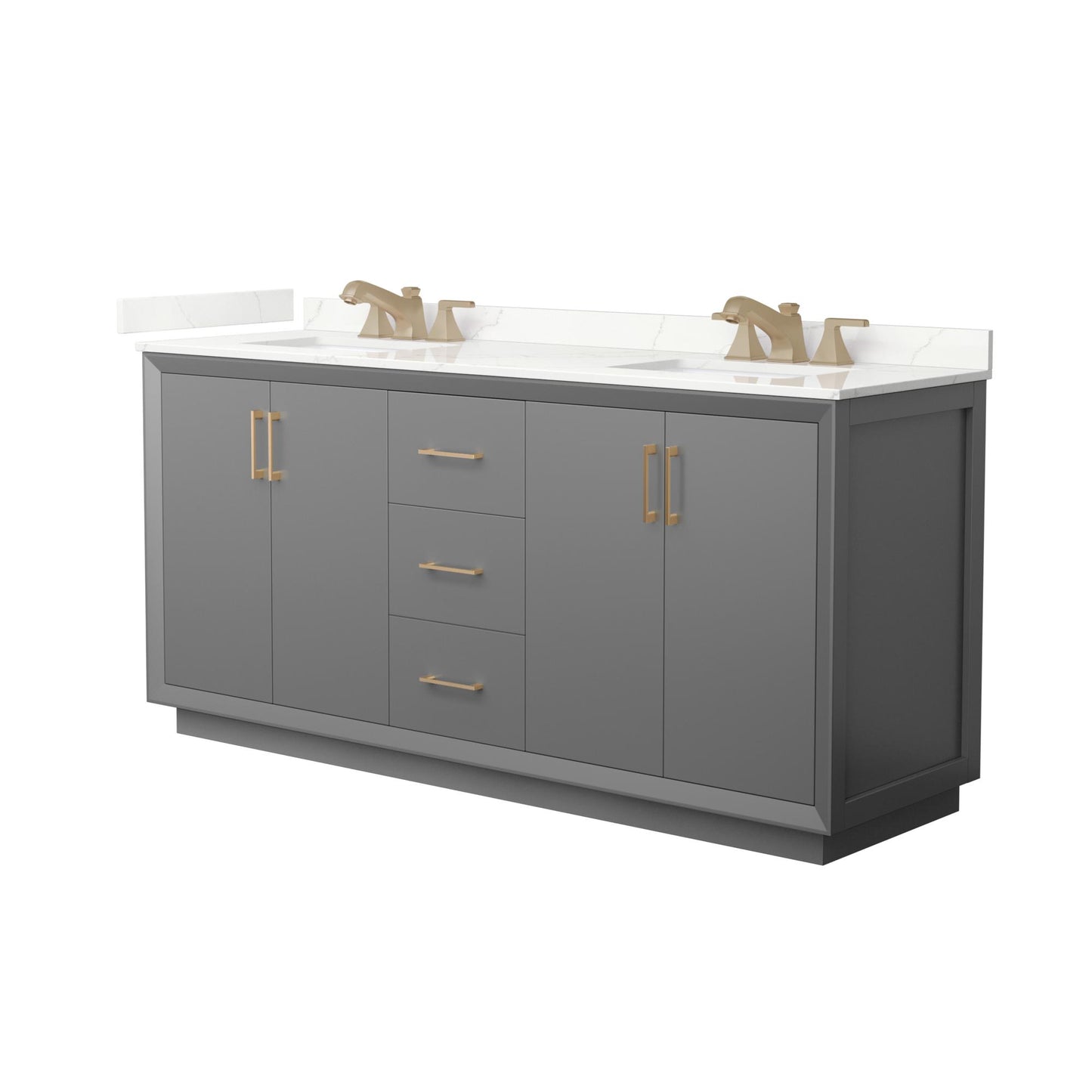 Strada Bathroom Vanity with Countertop 72 inch Double Sink 3-hole Faucet Setup