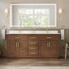 Custom image for Dark Oak with Brushed Gold Trim / White Quartz / No Mirror