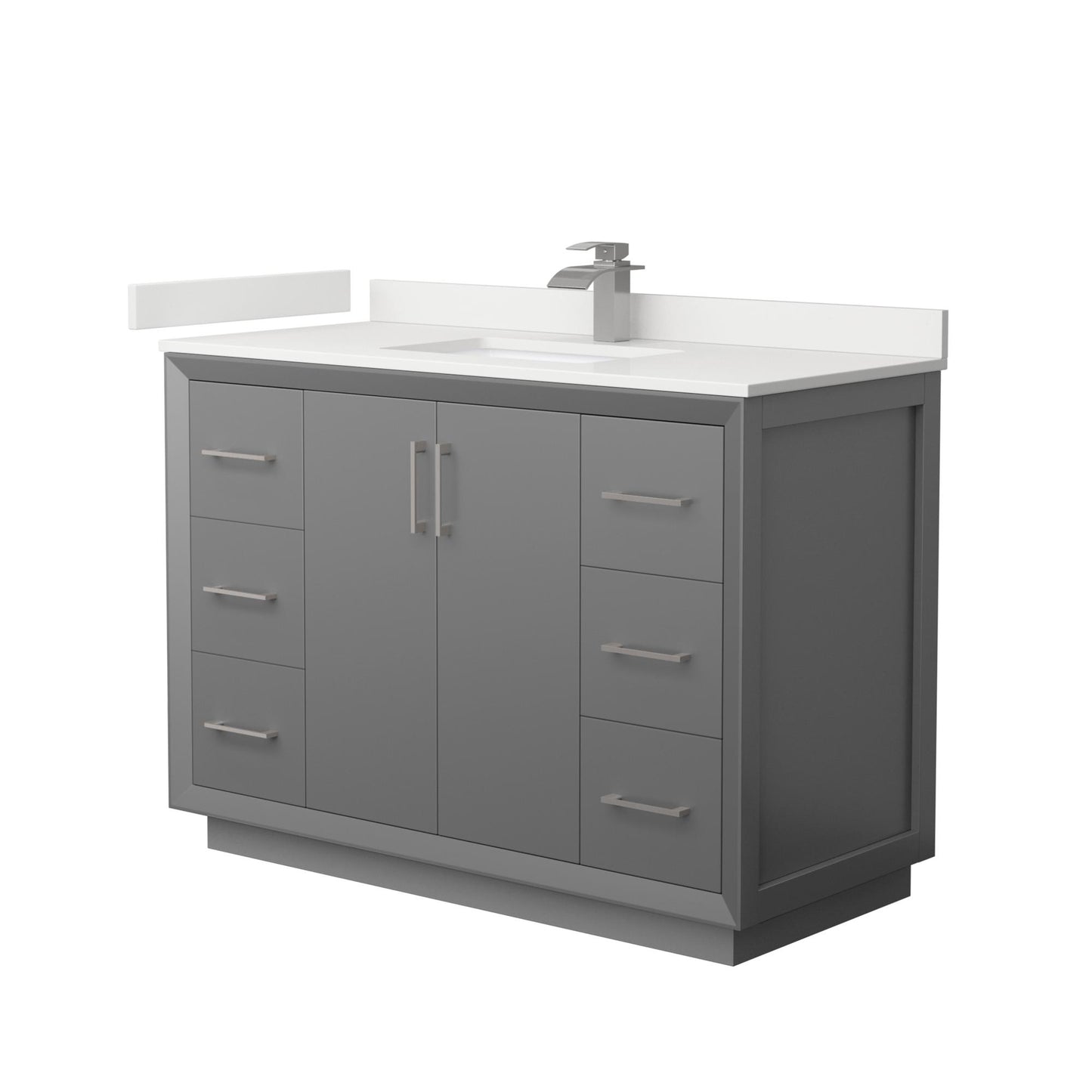 Strada Bathroom Vanity with Countertop 48 inch Single Sink Single hole Faucet Setup