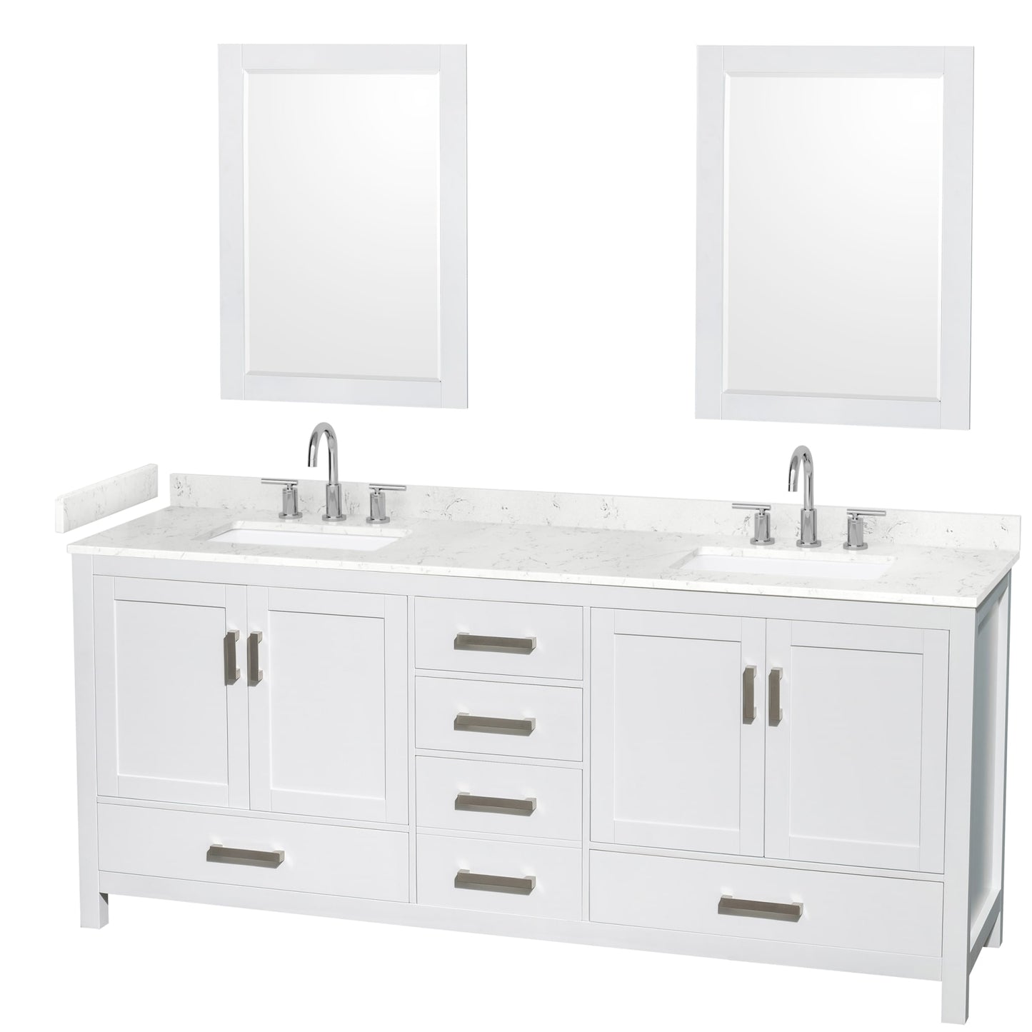 Sheffield Bathroom Vanity with Countertop 80 inch Double Sink 3-hole Faucet Setup