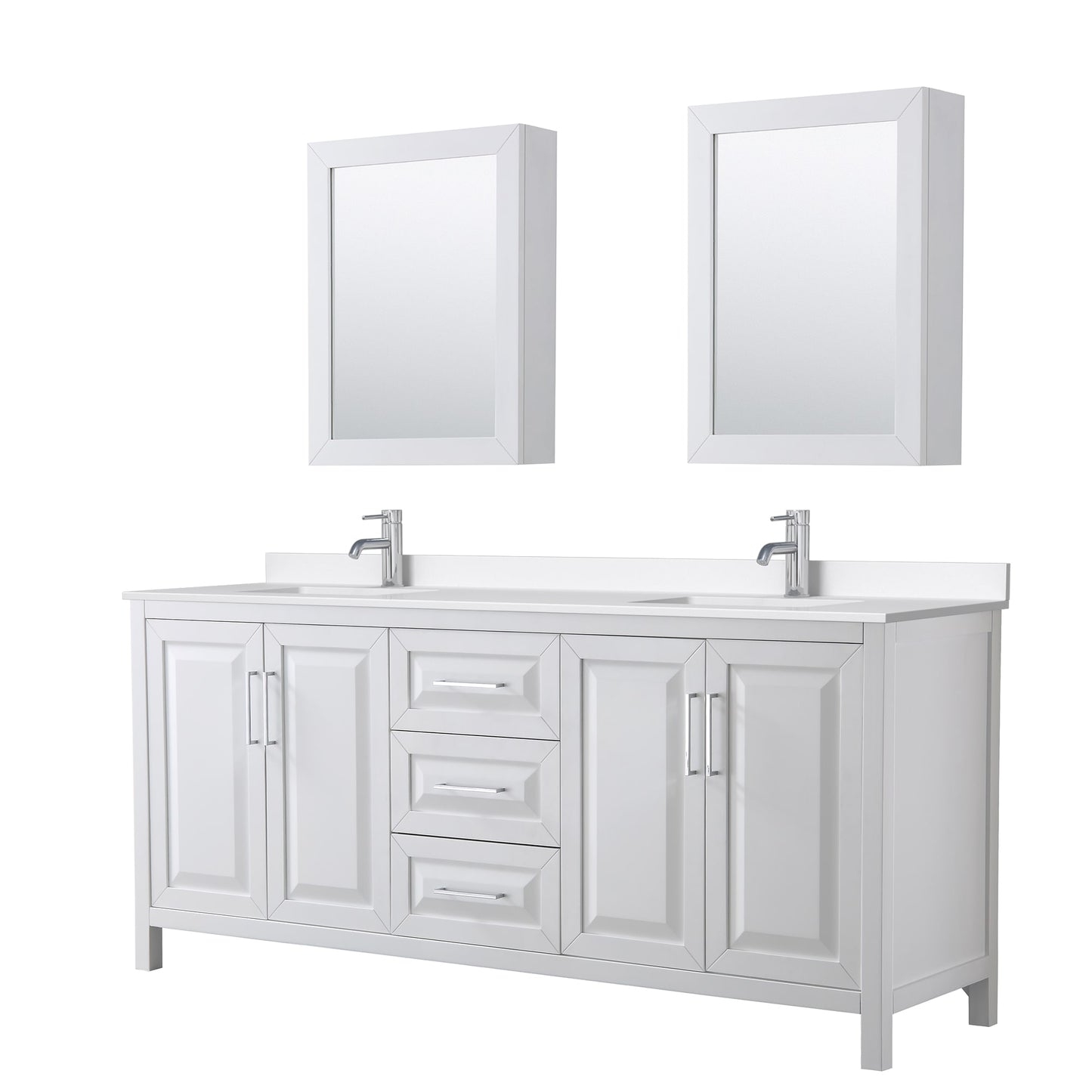 Daria Bathroom Vanity with Countertop 80 inch Double Sink Single hole Faucet Setup
