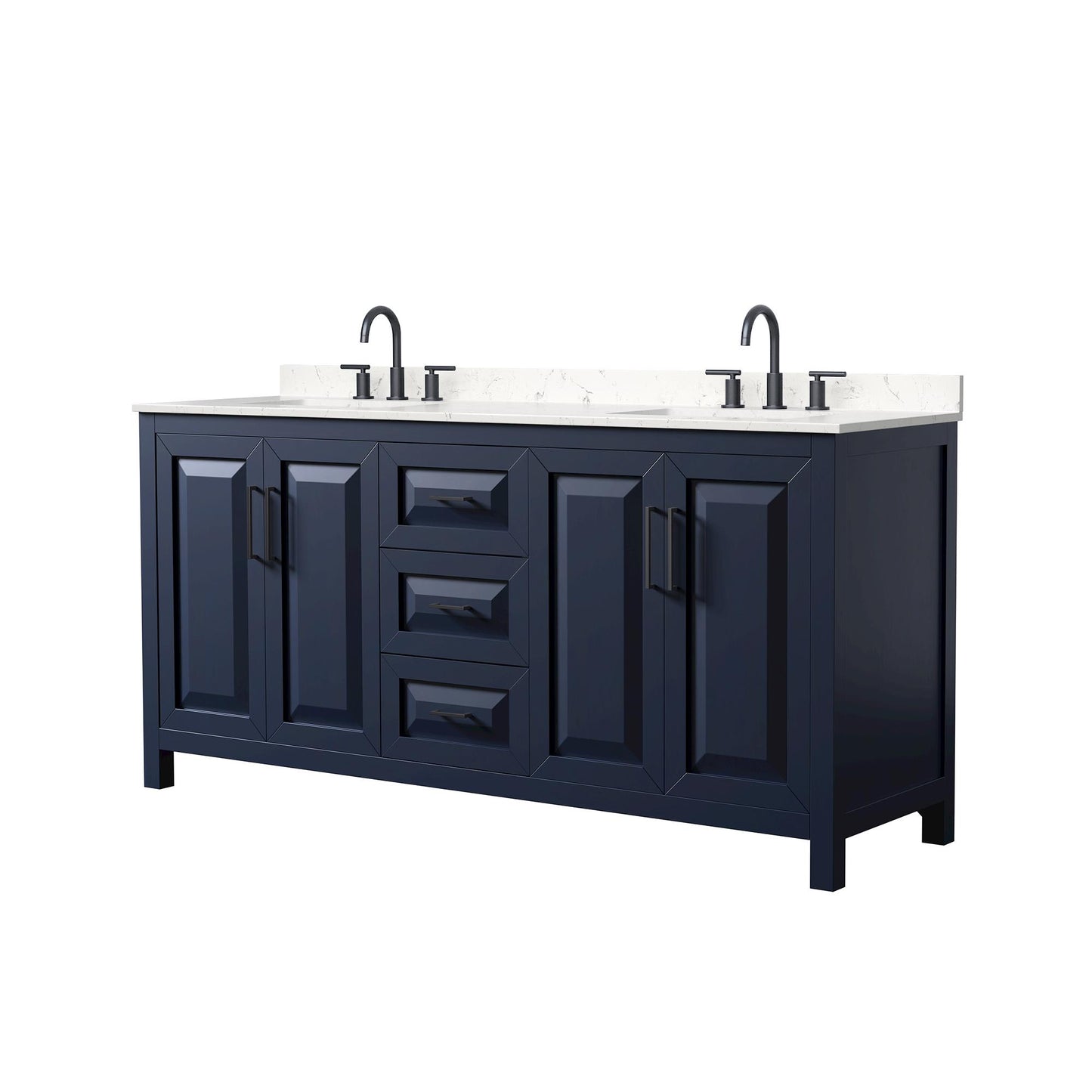 Daria Bathroom Vanity with Countertop 72 inch Double Sink 3-hole Faucet Setup