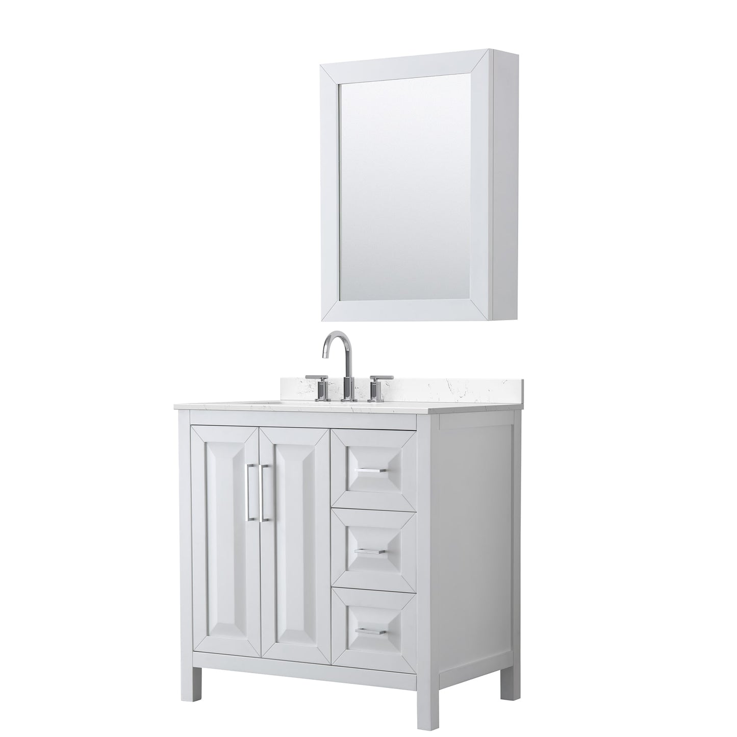 Daria Bathroom Vanity with Countertop 36 inch Single Sink 3-hole Faucet Setup