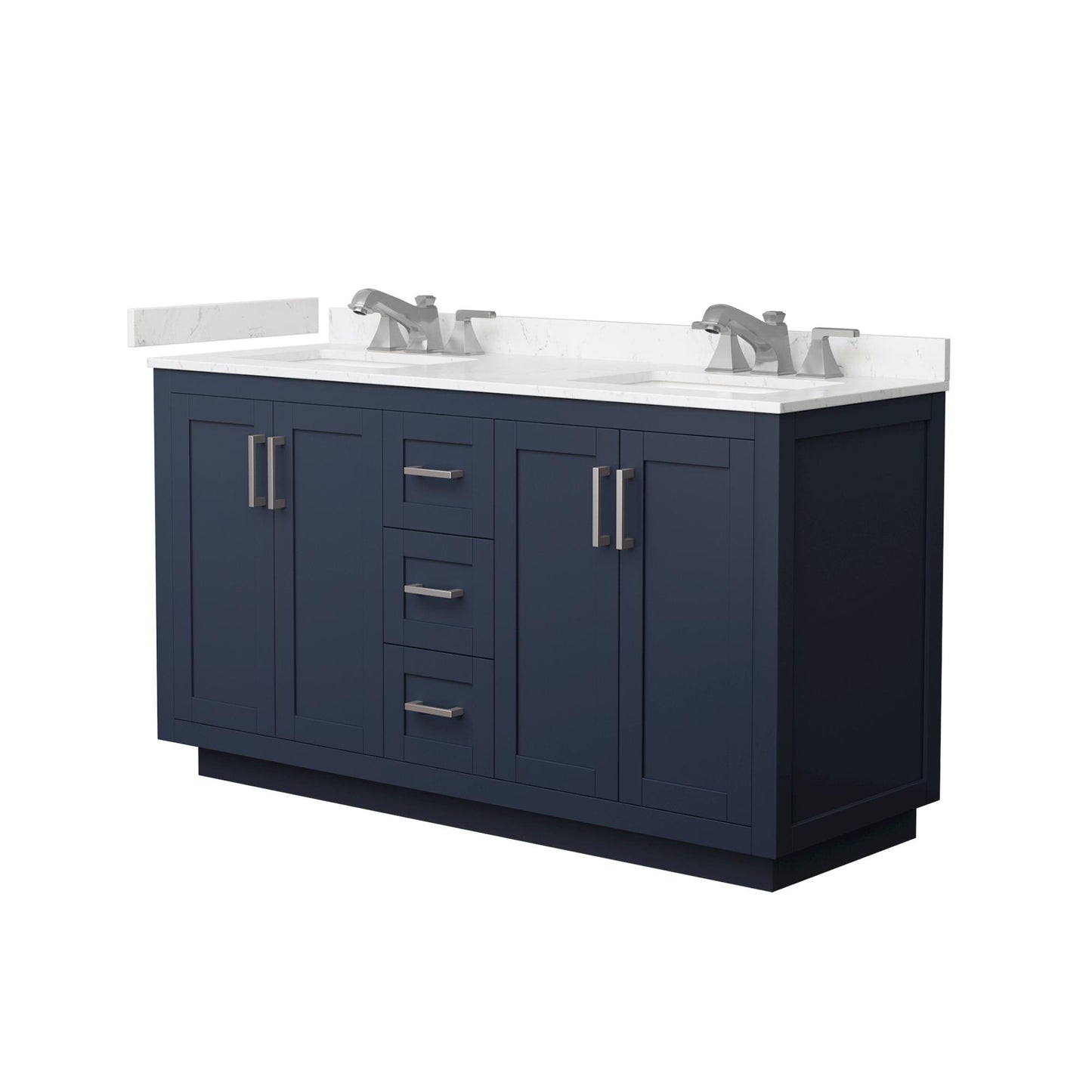 Miranda Bathroom Vanity with Countertop 60 inch Double Sink 3-hole Faucet Setup