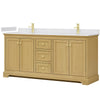 Custom image for Honey Oak with Brushed Gold Trim / White Cultured Marble / No Mirror