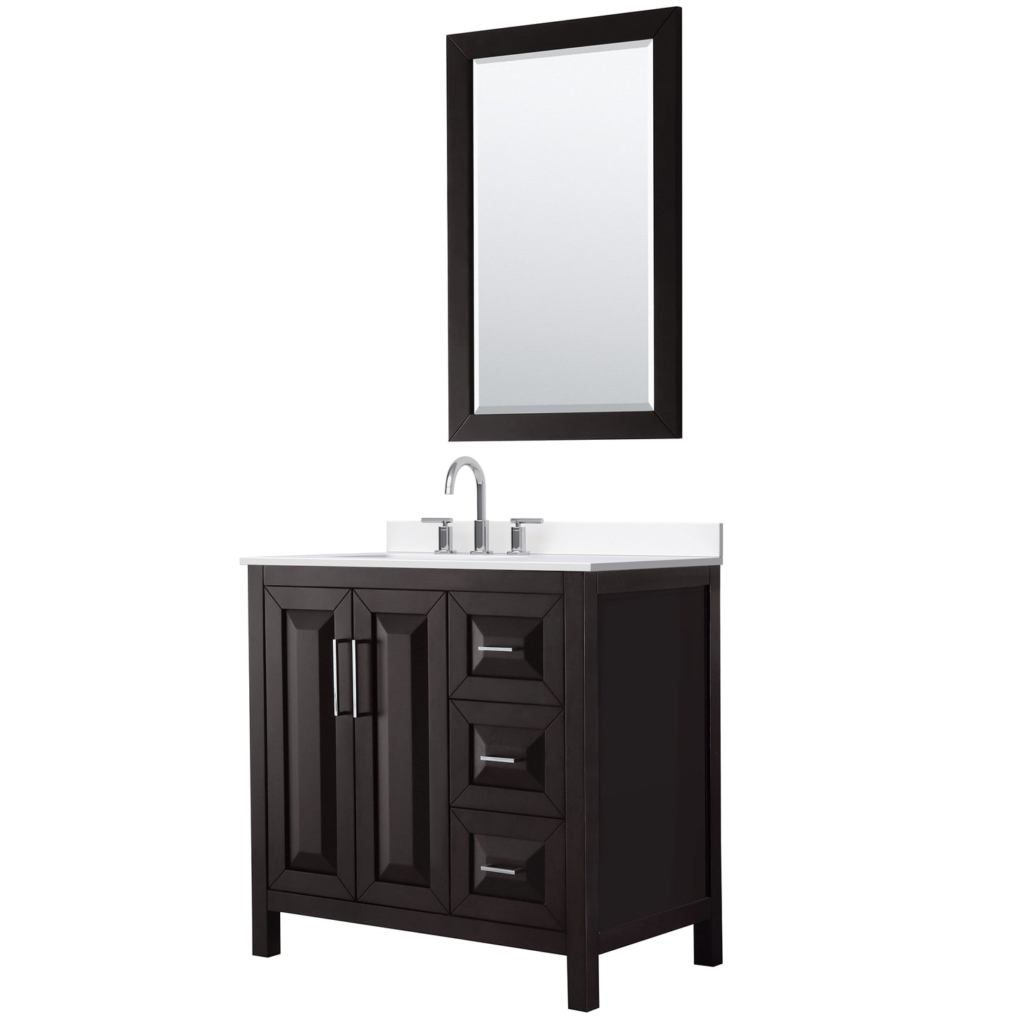 Daria Bathroom Vanity with Countertop 36 inch Single Sink 3-hole Faucet Setup
