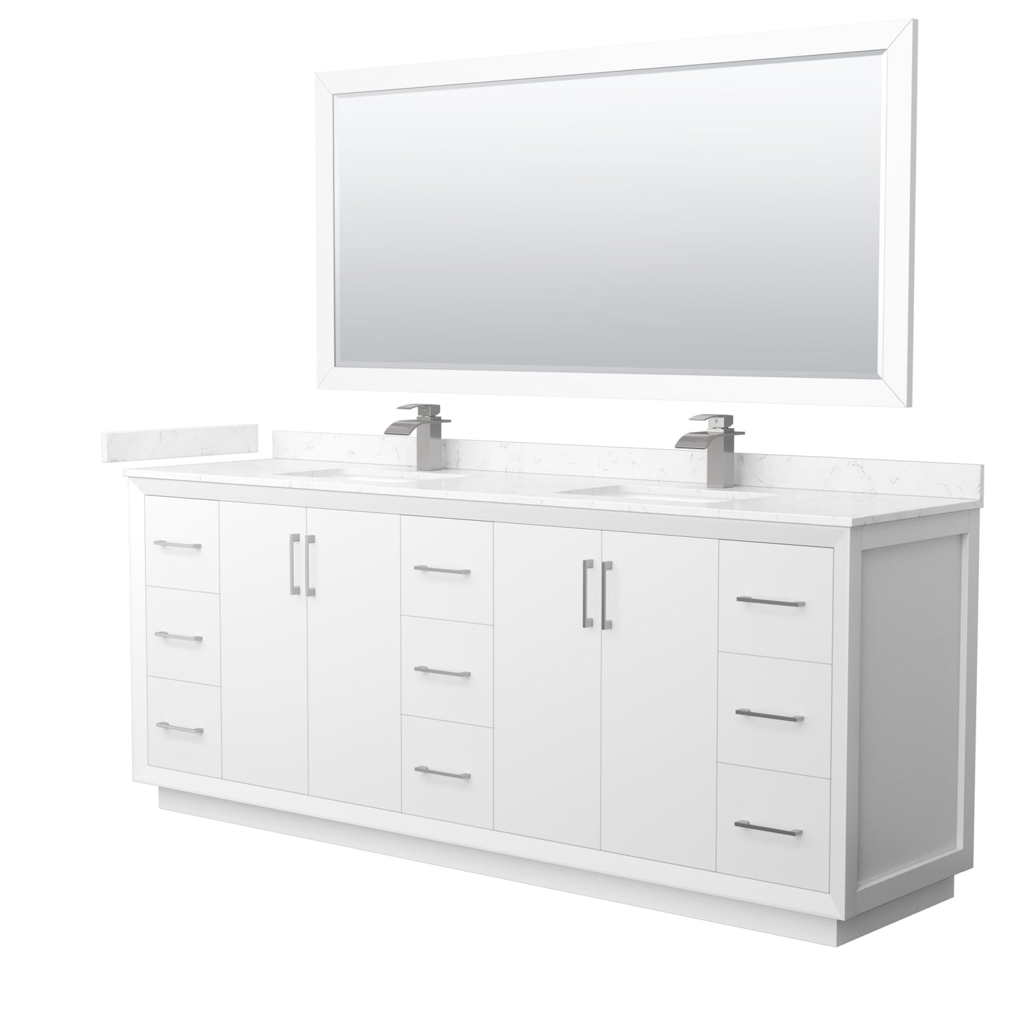 Strada Bathroom Vanity with Countertop 84 inch Double Sink Single hole Faucet Setup