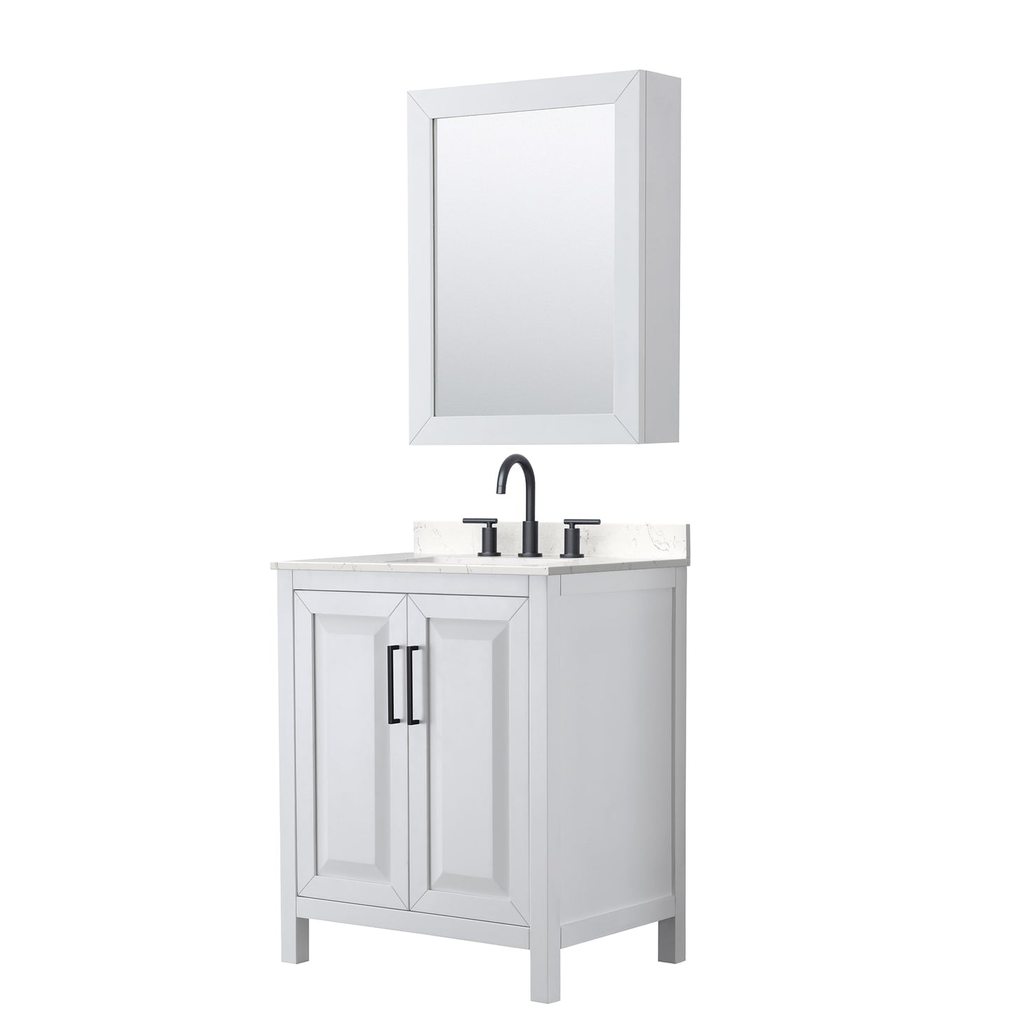 Daria Bathroom Vanity with Countertop 30 inch Single Sink 3-hole Faucet Setup