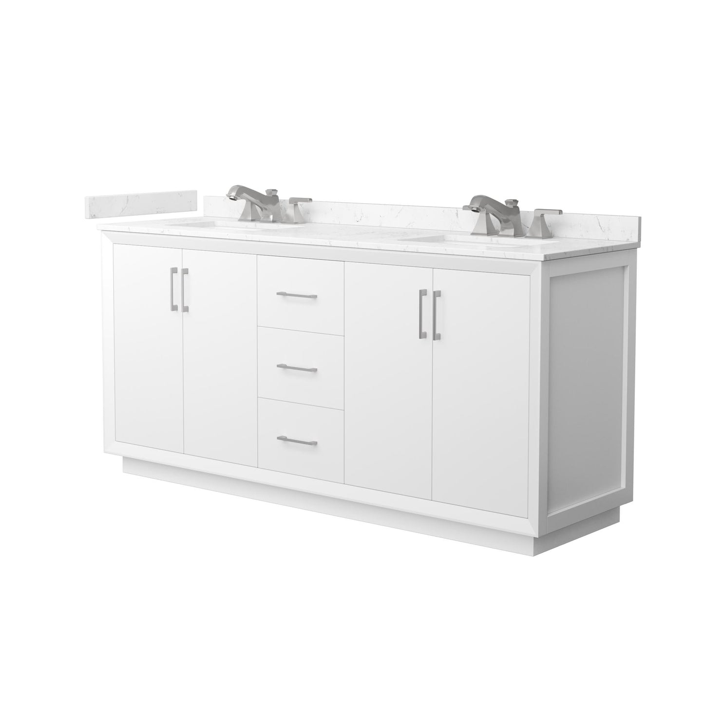 Strada Bathroom Vanity with Countertop 72 inch Double Sink 3-hole Faucet Setup