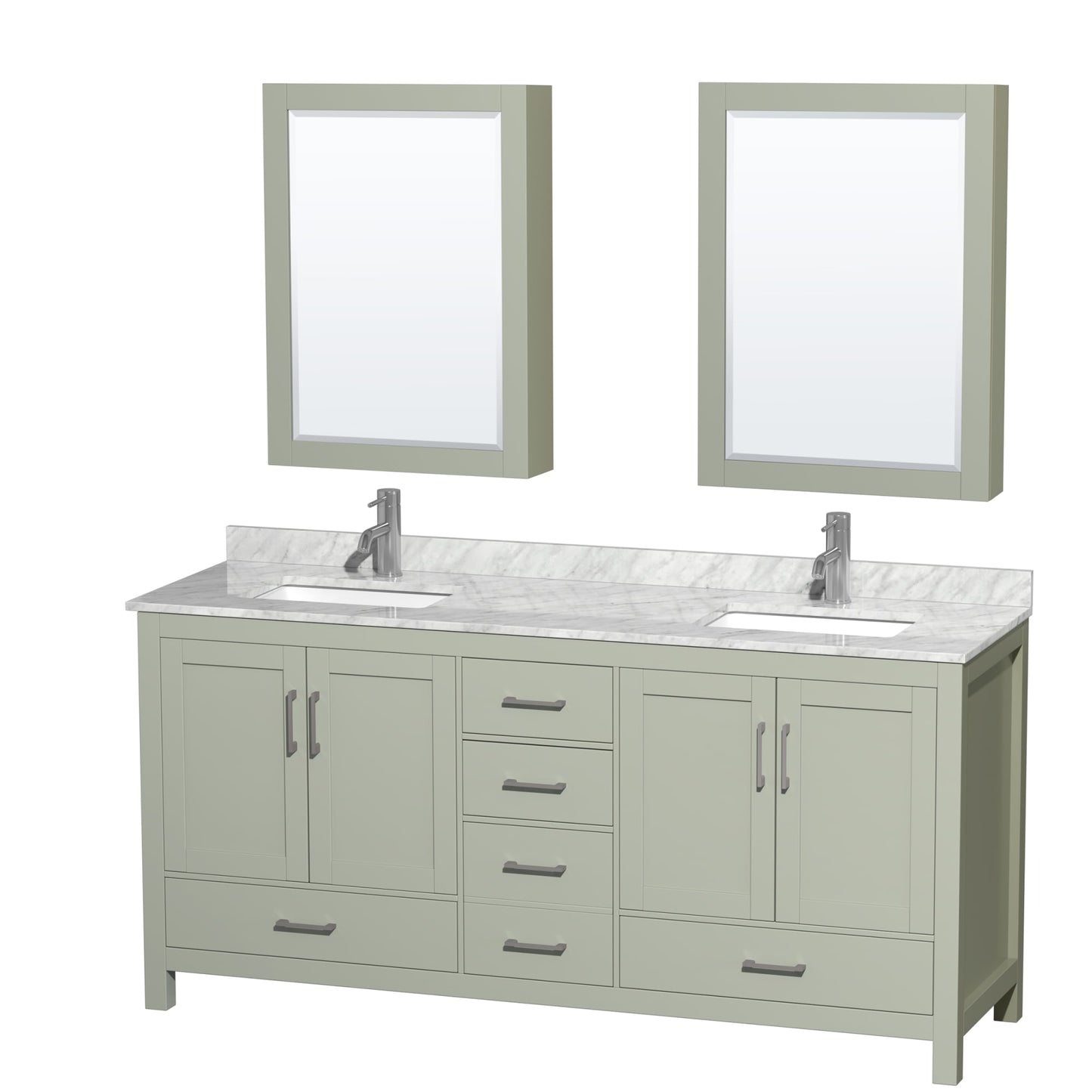 Sheffield Bathroom Vanity with Countertop 72 inch Double Sink Single hole Faucet Setup