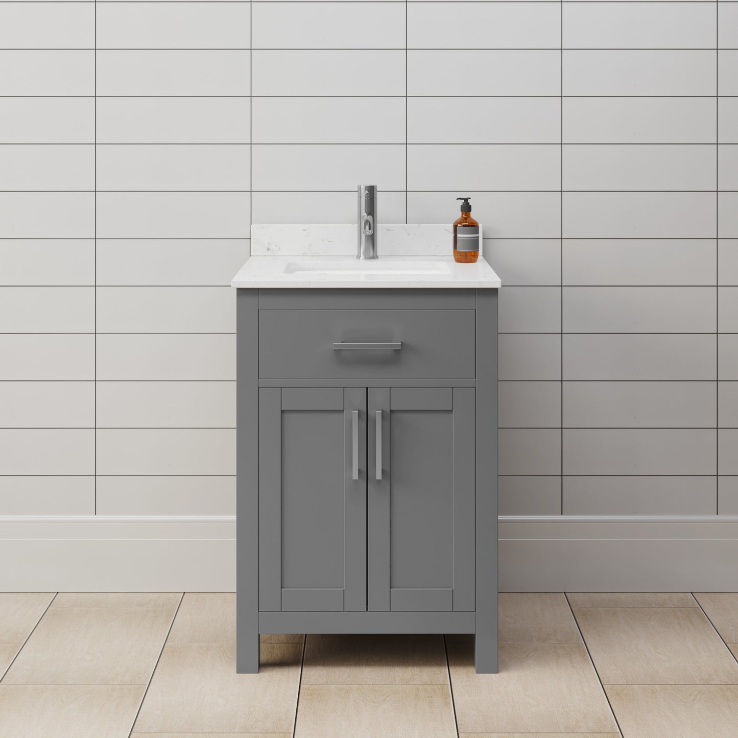 Beckett Bathroom Vanity with Countertop 24 inch Single Sink Single hole Faucet Setup