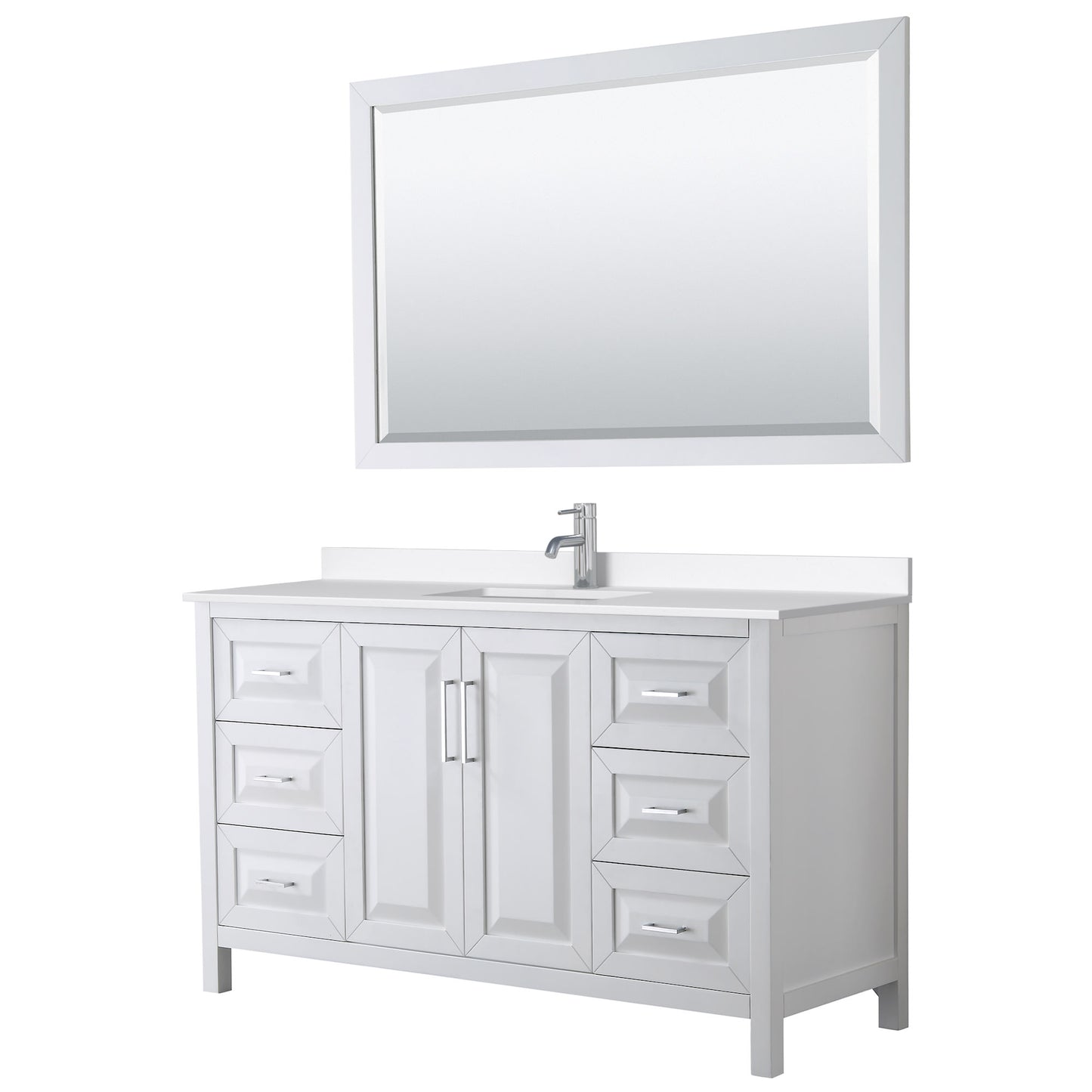 Daria Bathroom Vanity with Countertop 60 inch Single Sink Single hole Faucet Setup