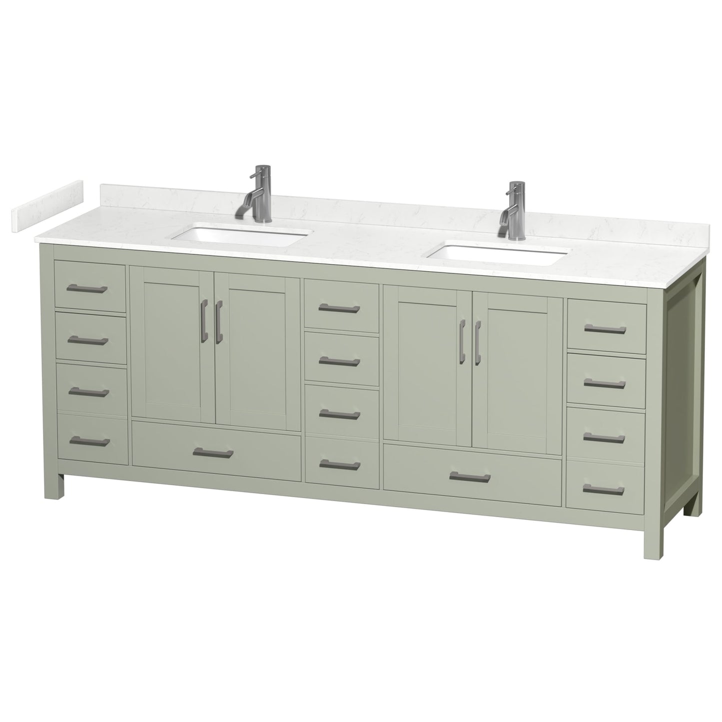 Sheffield Bathroom Vanity with Countertop 84 inch Double Sink Single hole Faucet Setup