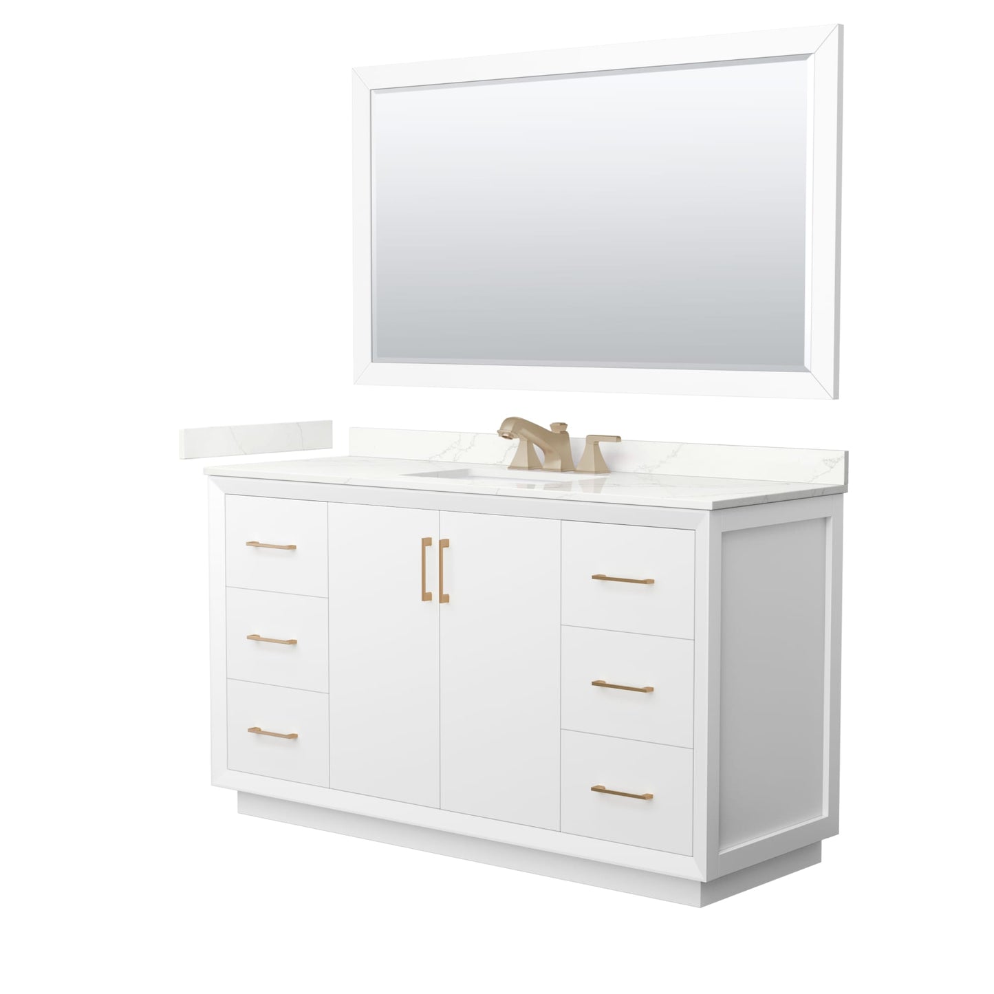 Strada Bathroom Vanity with Countertop 60 inch Single Sink 3-hole Faucet Setup