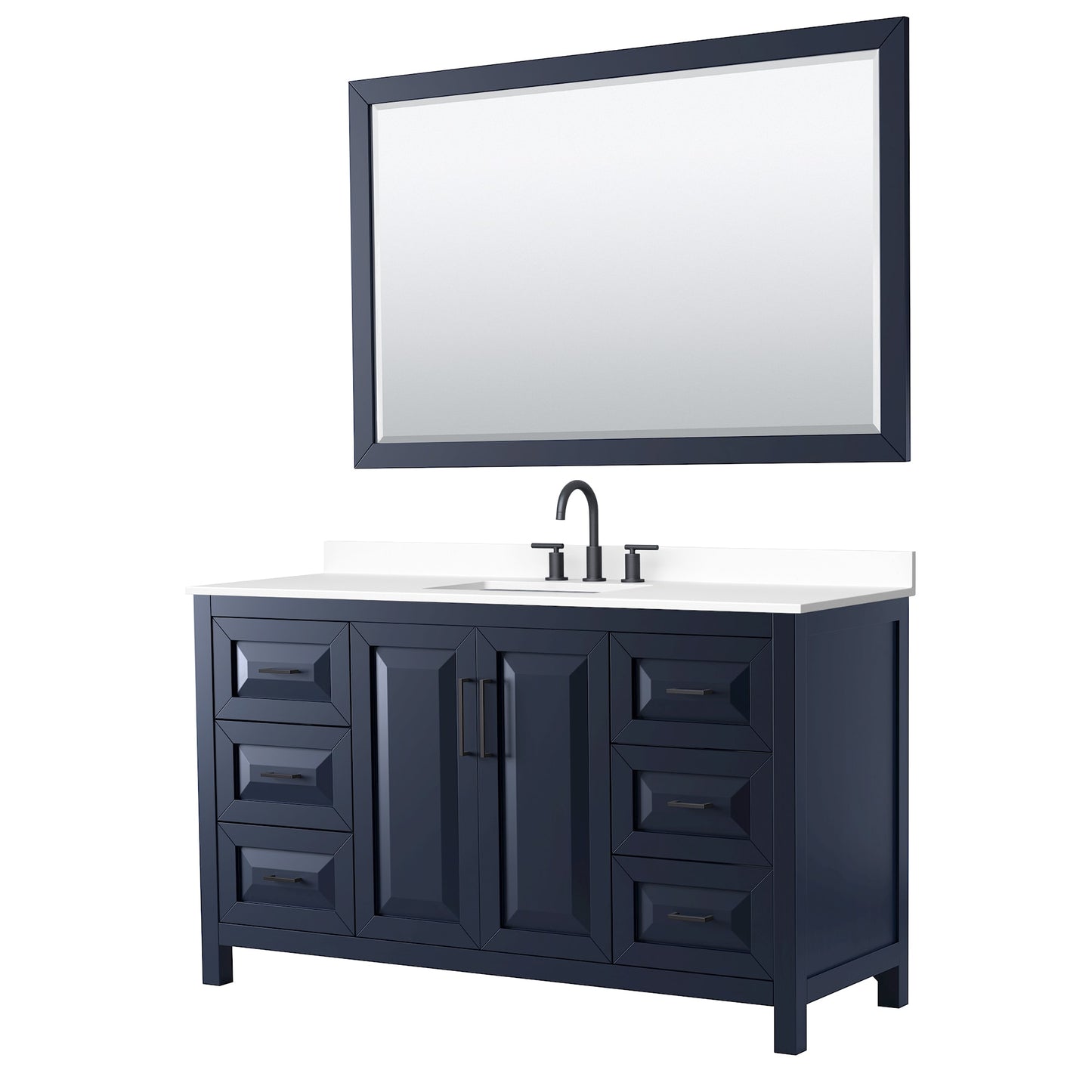 Daria Bathroom Vanity with Countertop 60 inch Single Sink 3-hole Faucet Setup