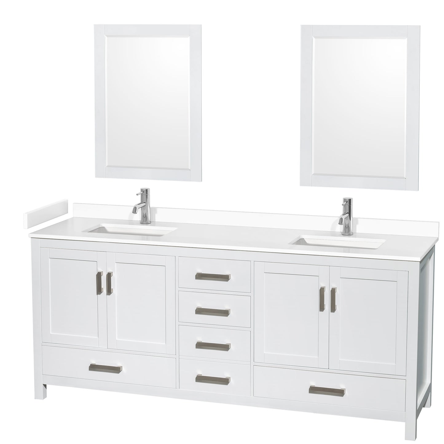Sheffield Bathroom Vanity with Countertop 80 inch Double Sink Single hole Faucet Setup