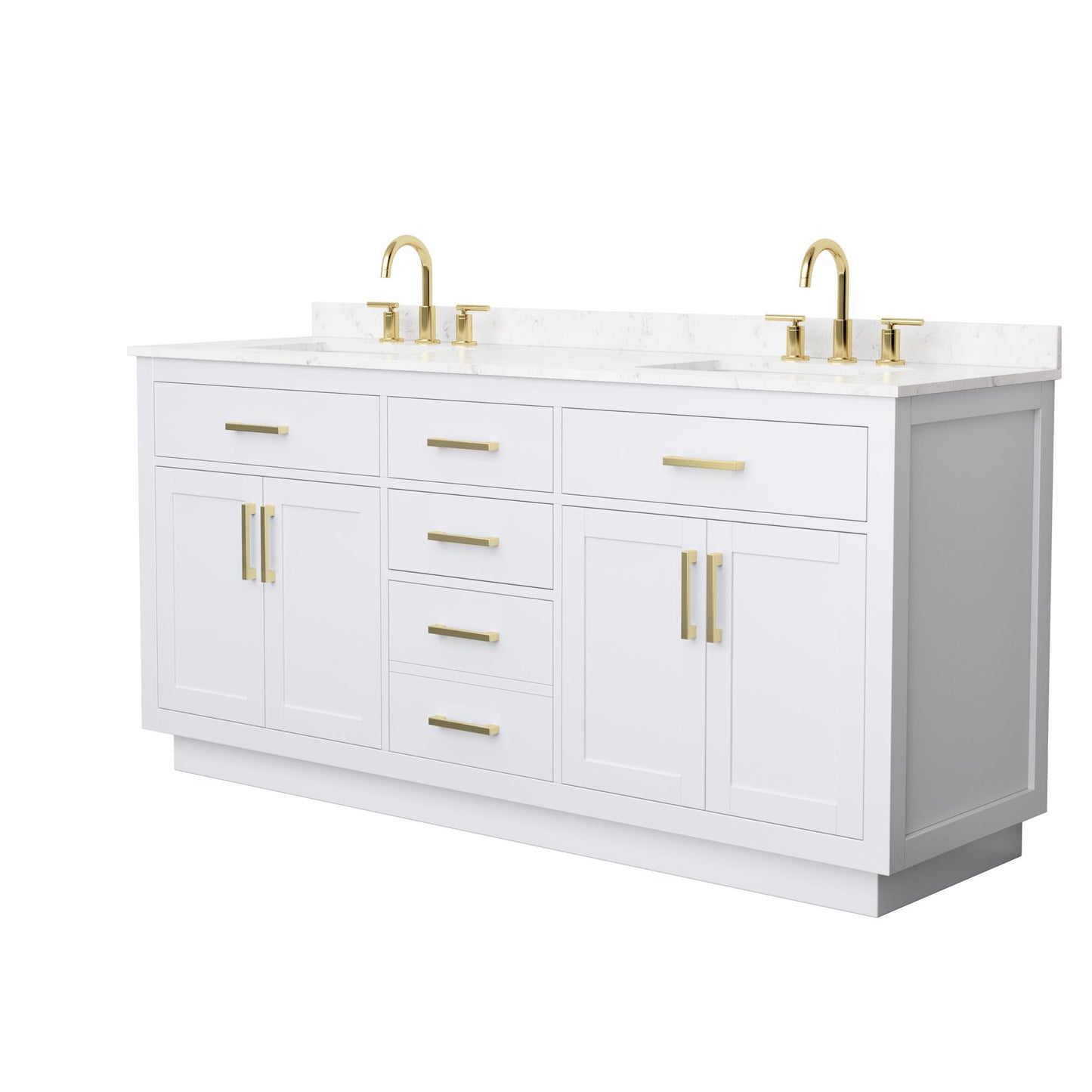 Beckett TK Bathroom Vanity with Countertop 72 inch Double Sink 3-hole Faucet Setup
